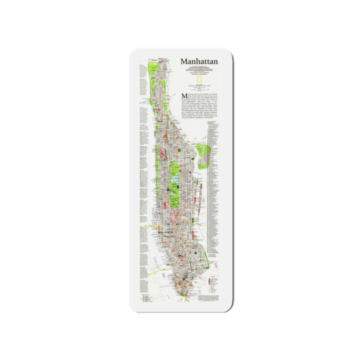 USA - Manhattan (1990) (Map) Refrigerator Magnet-2" x 2"-The Sticker Space