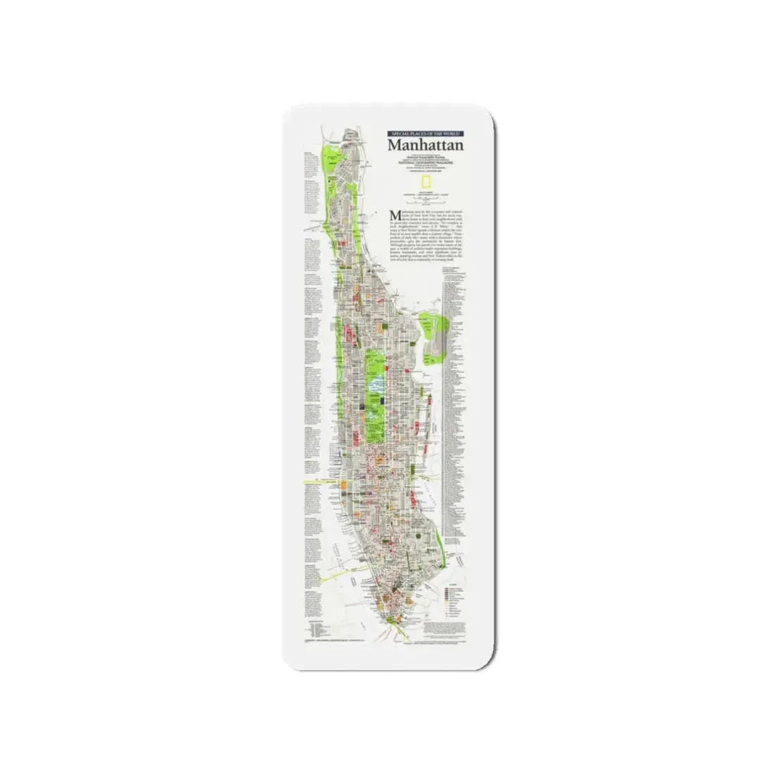 USA - Manhattan (1990) (Map) Refrigerator Magnet 3 Inch - The Sticker Space