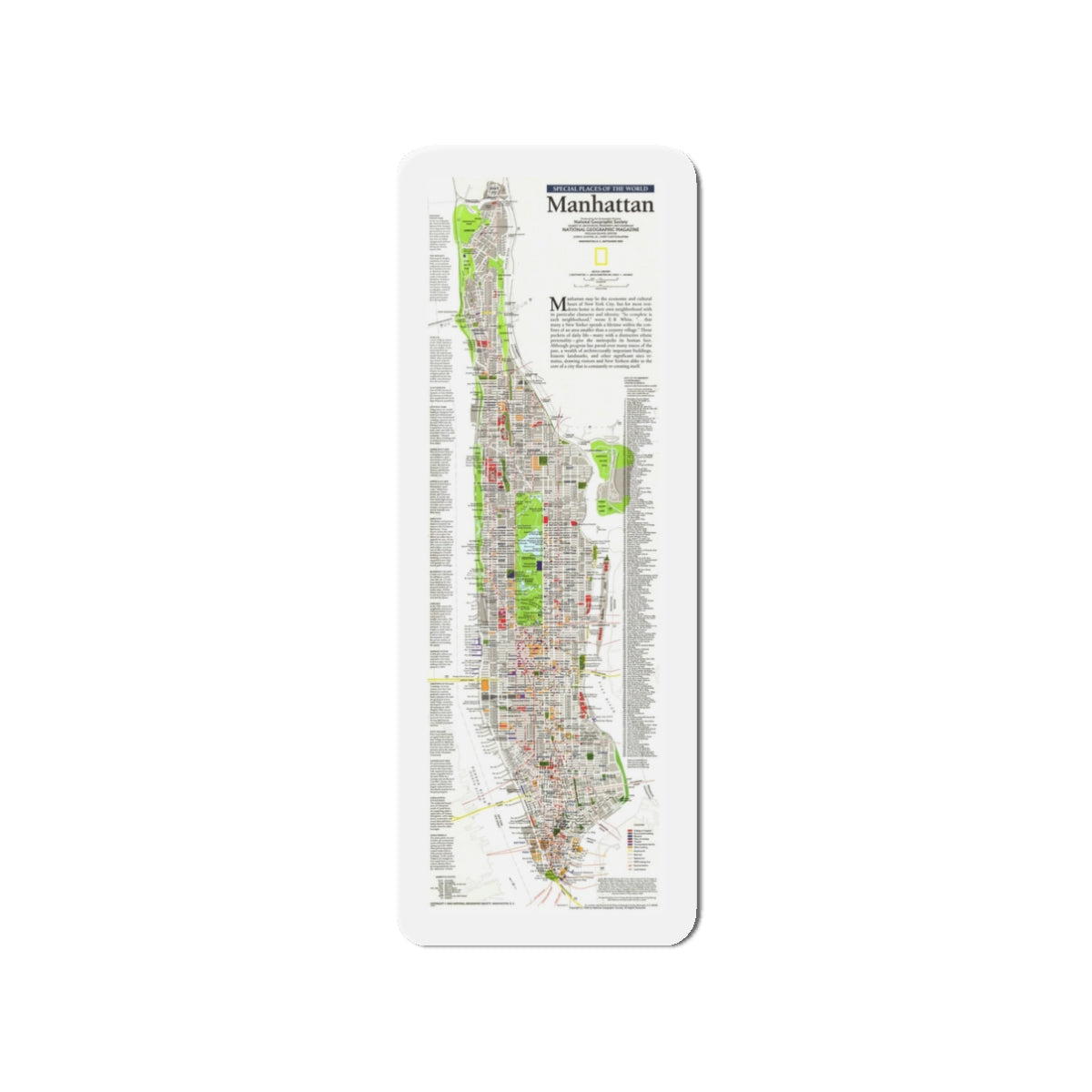 USA - Manhattan (1990) (Map) Refrigerator Magnet-3" x 3"-The Sticker Space