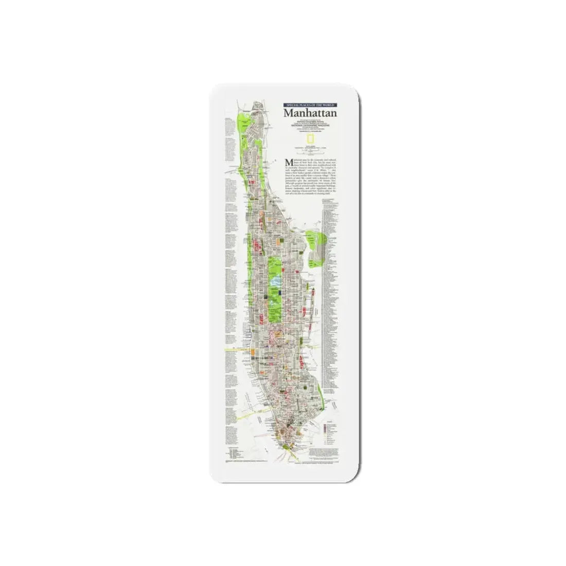 USA - Manhattan (1990) (Map) Refrigerator Magnet 5 Inch - The Sticker Space