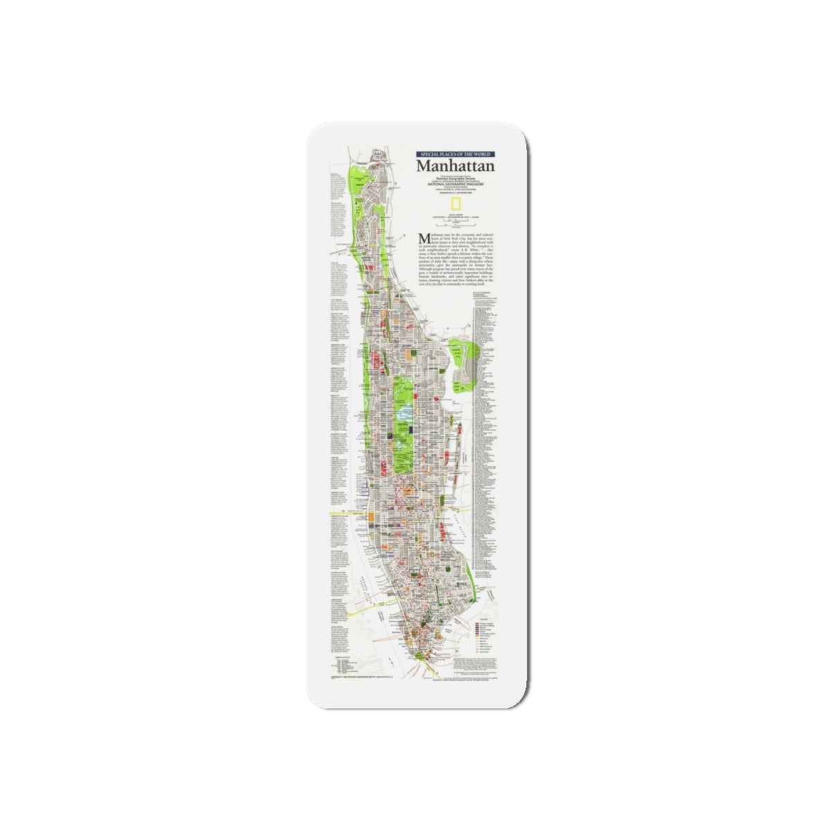 USA - Manhattan (1990) (Map) Refrigerator Magnet-5" x 5"-The Sticker Space