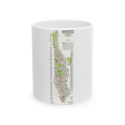 USA - Manhattan (1990) (Map) White Coffee Mug-11oz-The Sticker Space