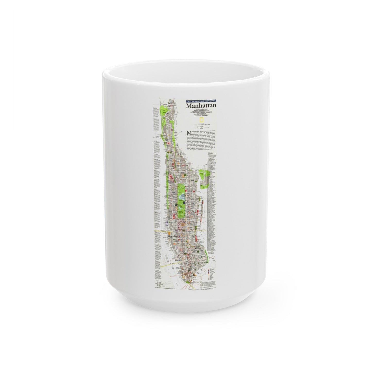 USA - Manhattan (1990) (Map) White Coffee Mug-15oz-The Sticker Space