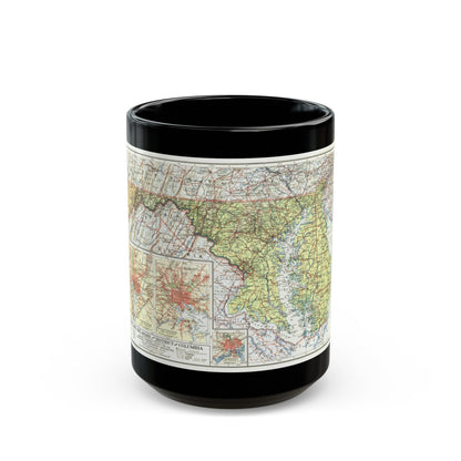 USA - Maryland, Delaware (1927) (Map) Black Coffee Mug-15oz-The Sticker Space