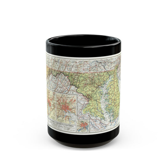 USA - Maryland, Delaware (1927) (Map) Black Coffee Mug-15oz-The Sticker Space