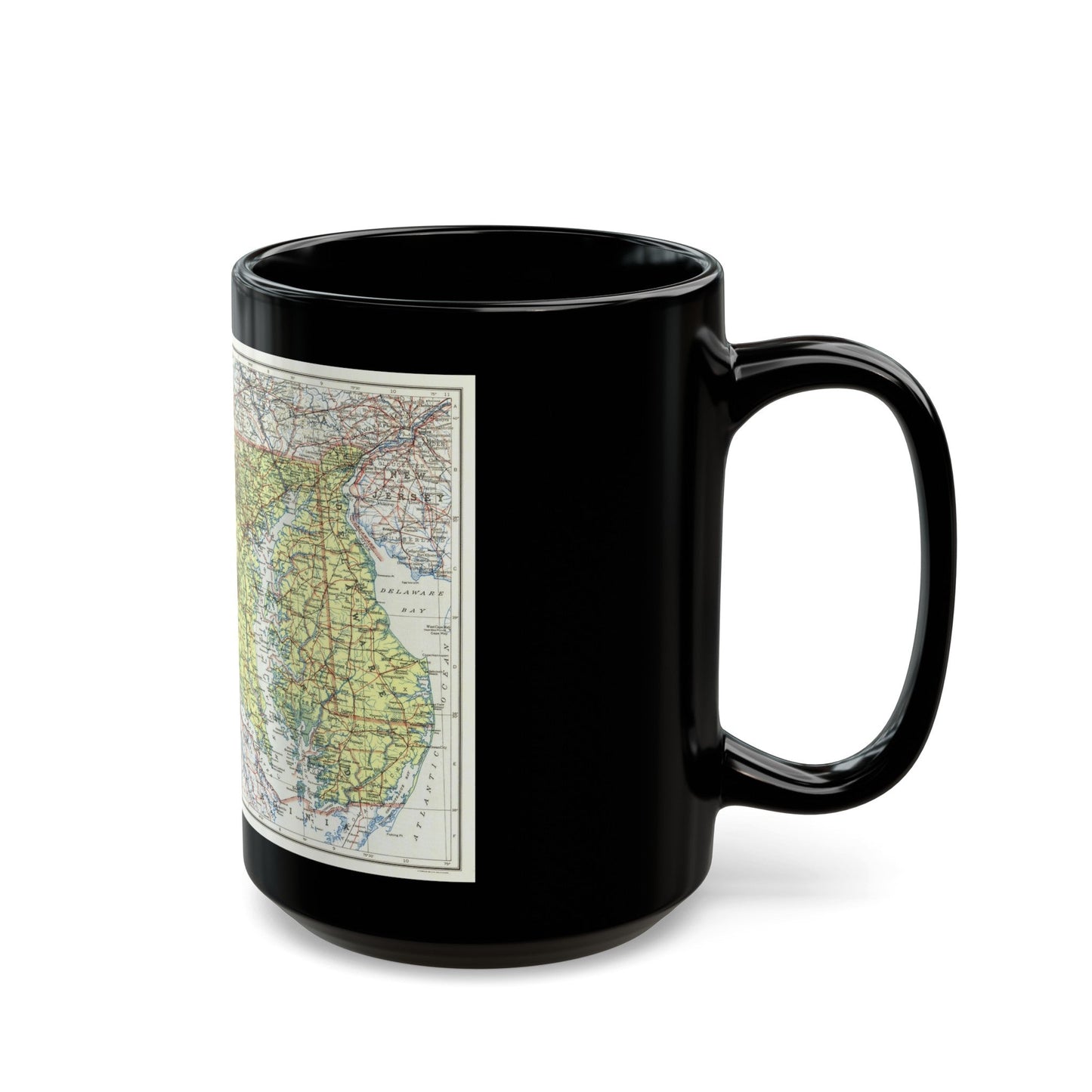 USA - Maryland, Delaware (1927) (Map) Black Coffee Mug-The Sticker Space