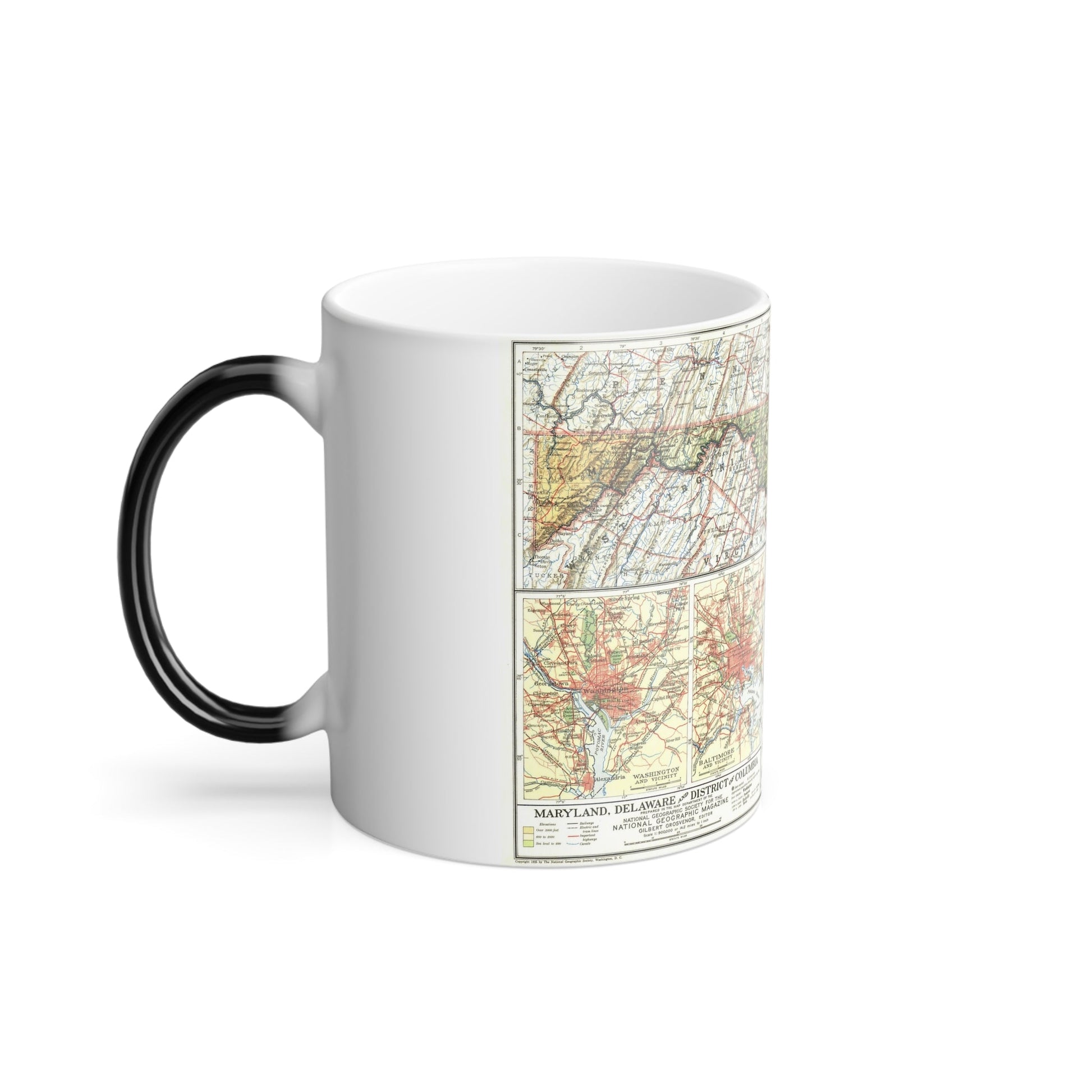 USA - Maryland, Delaware (1927) (Map) Color Changing Mug 11oz-11oz-The Sticker Space