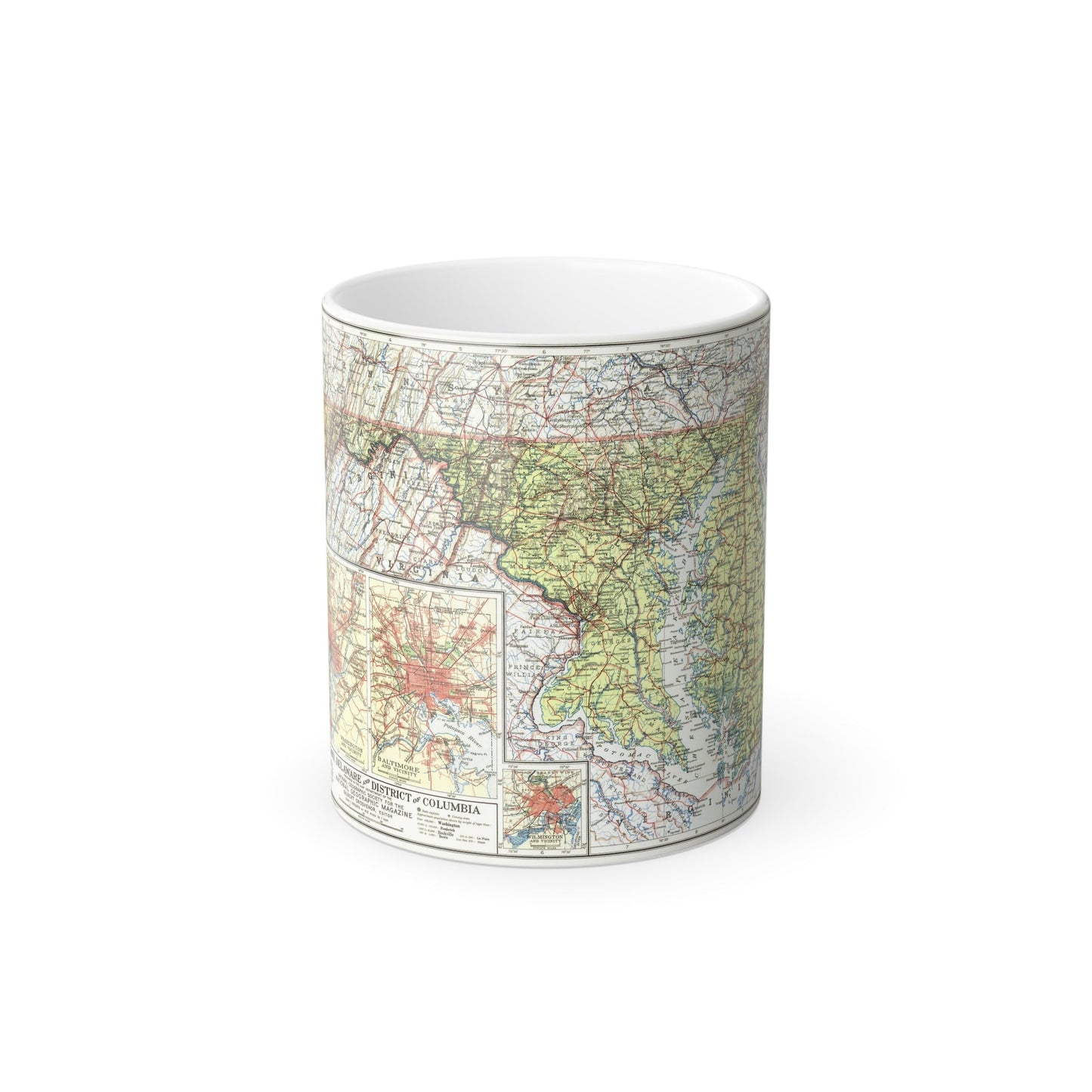 USA - Maryland, Delaware (1927) (Map) Color Changing Mug 11oz-11oz-The Sticker Space