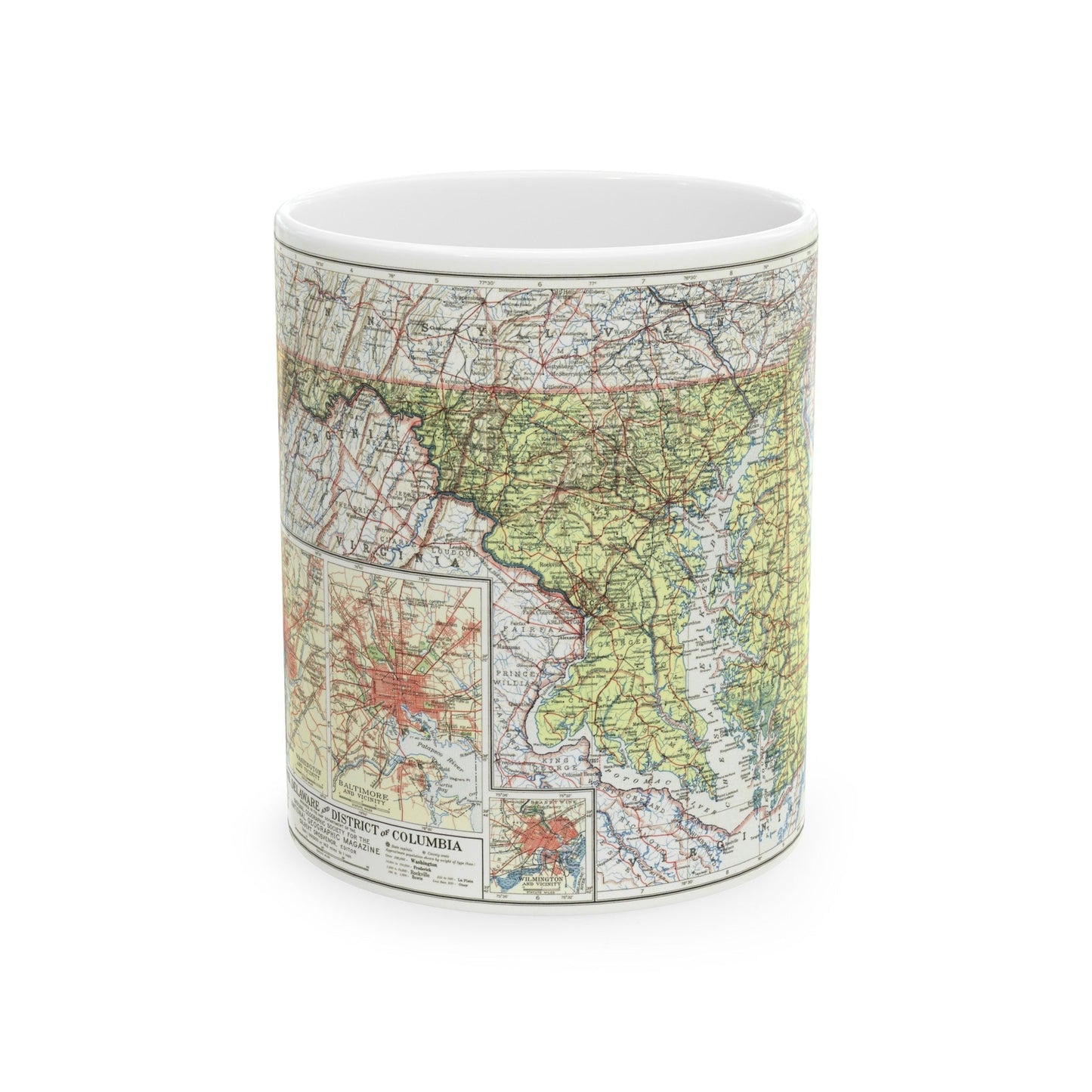 USA - Maryland, Delaware (1927) (Map) White Coffee Mug-11oz-The Sticker Space