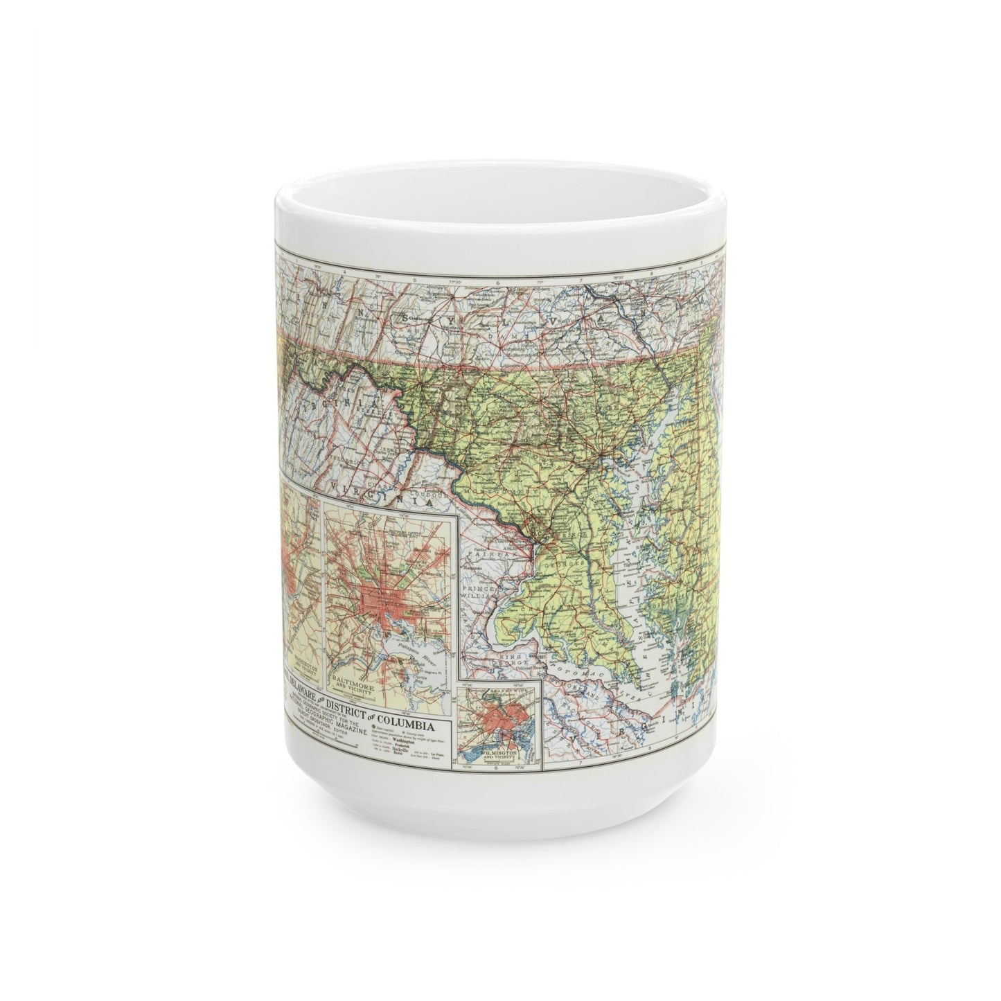 USA - Maryland, Delaware (1927) (Map) White Coffee Mug-15oz-The Sticker Space