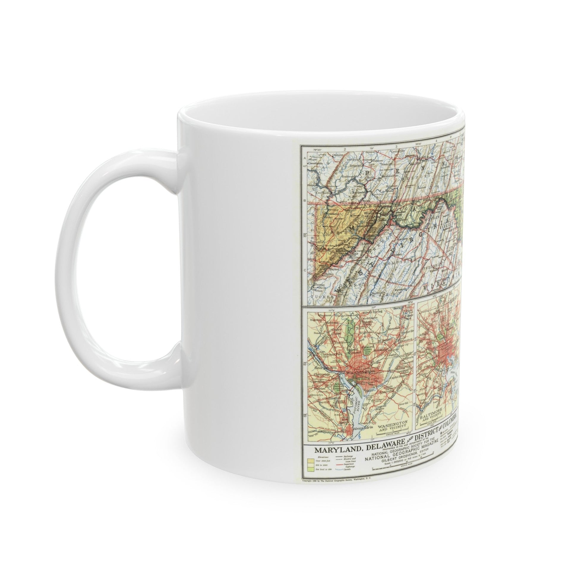 USA - Maryland, Delaware (1927) (Map) White Coffee Mug-The Sticker Space