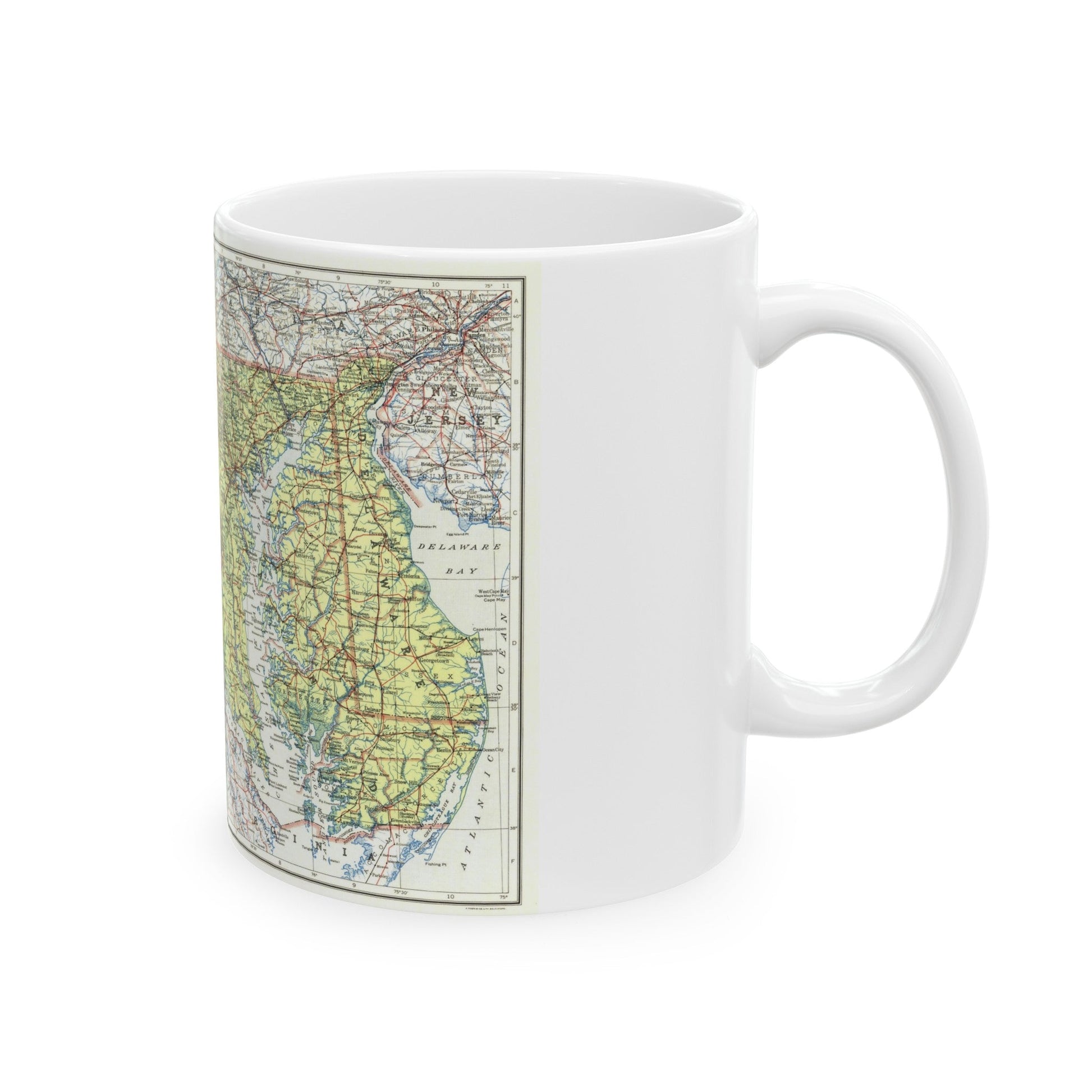 USA - Maryland, Delaware (1927) (Map) White Coffee Mug-The Sticker Space