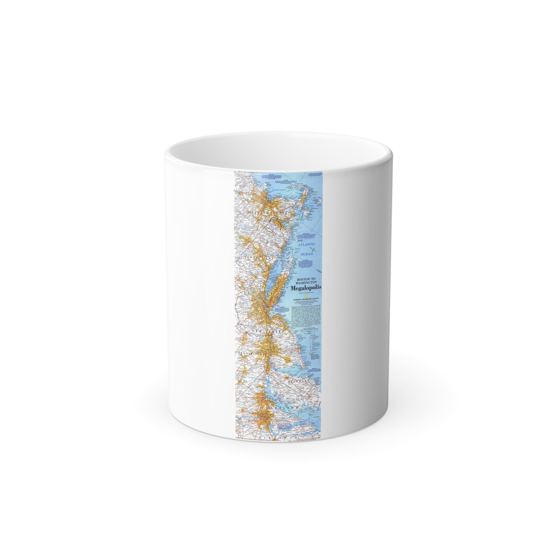 USA - Megalopolis- Boston to Washington (1994) (Map) Color Changing Mug 11oz-11oz-The Sticker Space