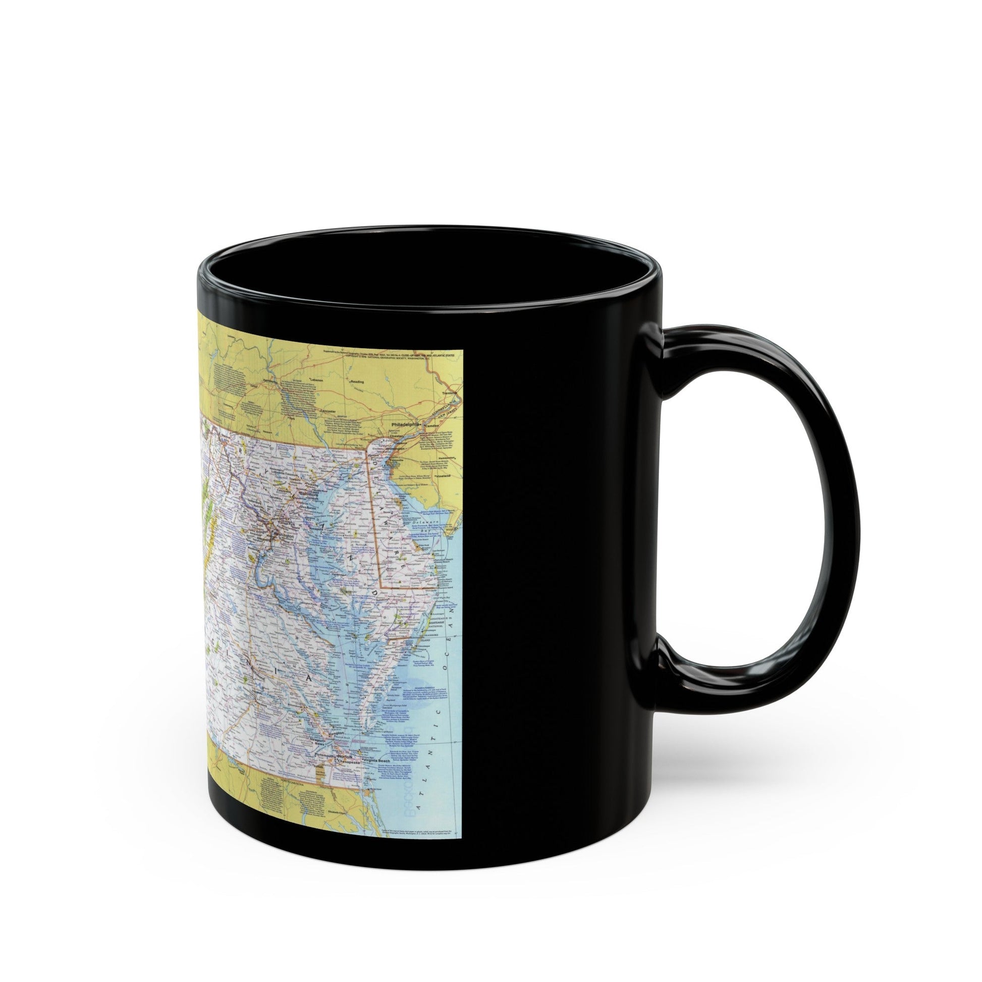 USA - Mid-Atlantic States 1 (1976) (Map) Black Coffee Mug-The Sticker Space