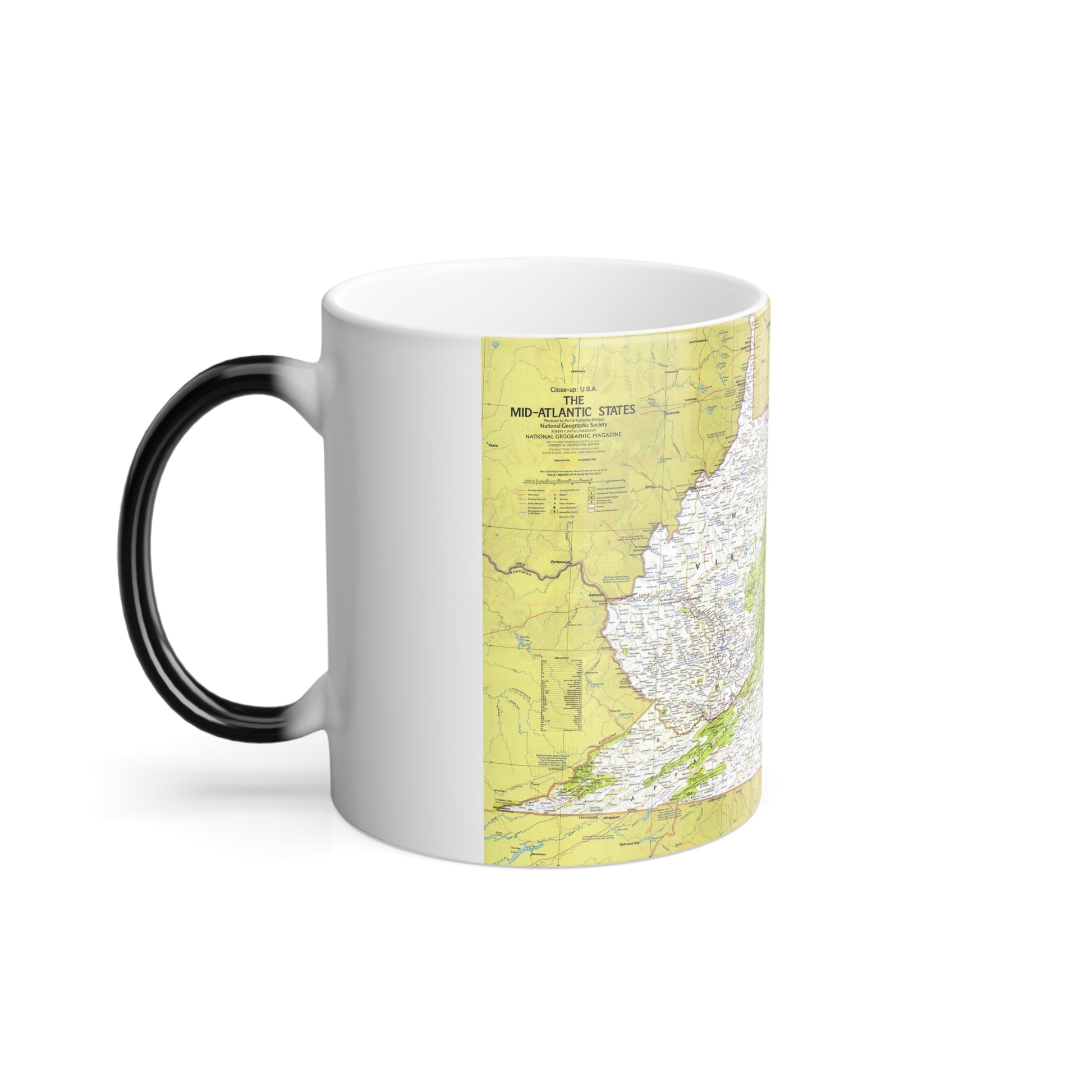 USA - Mid-Atlantic States 1 (1976) (Map) Color Changing Mug 11oz-11oz-The Sticker Space