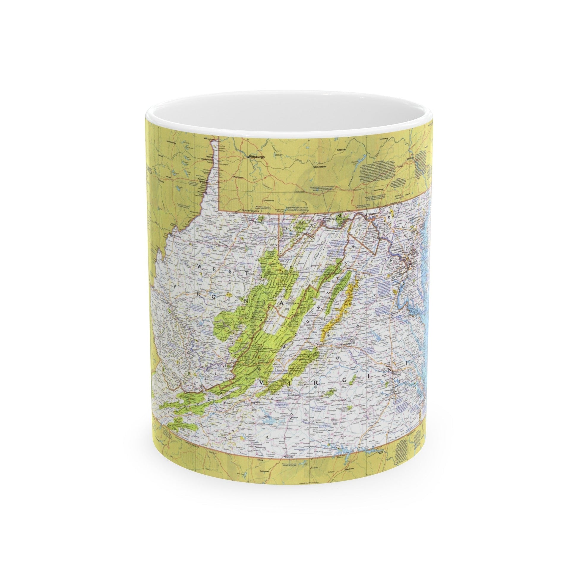 USA - Mid-Atlantic States 1 (1976) (Map) White Coffee Mug-11oz-The Sticker Space