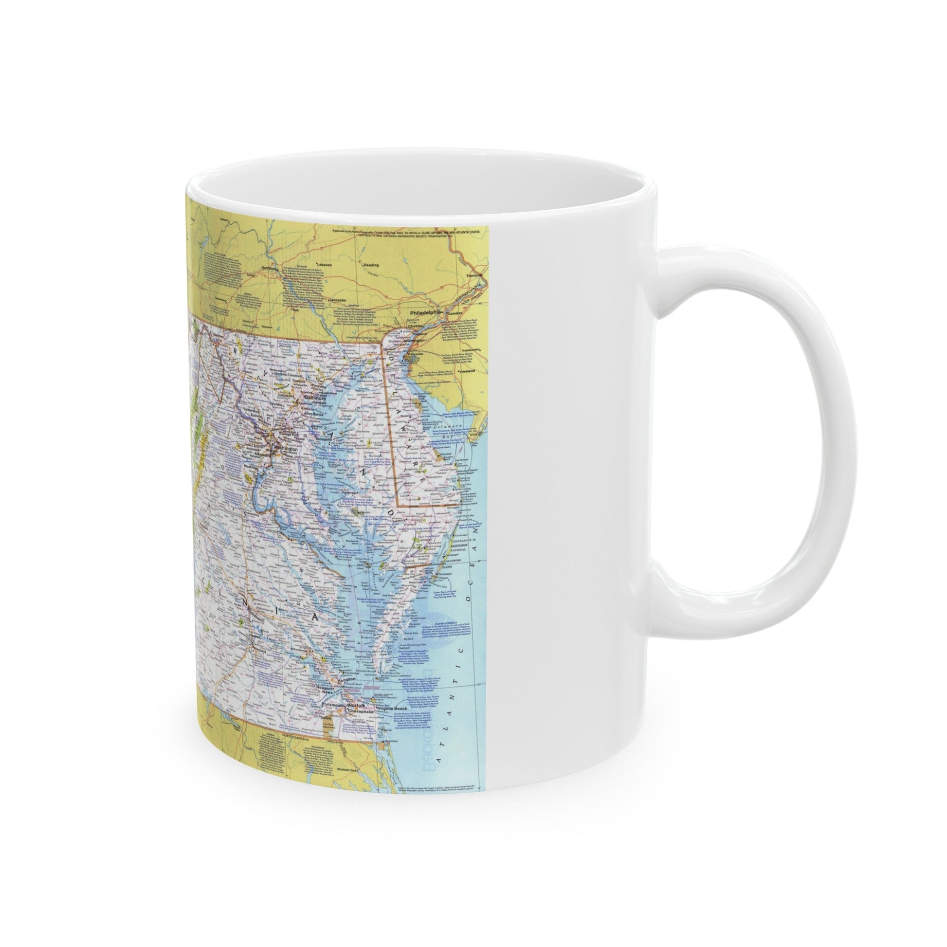 USA - Mid-Atlantic States 1 (1976) (Map) White Coffee Mug-The Sticker Space