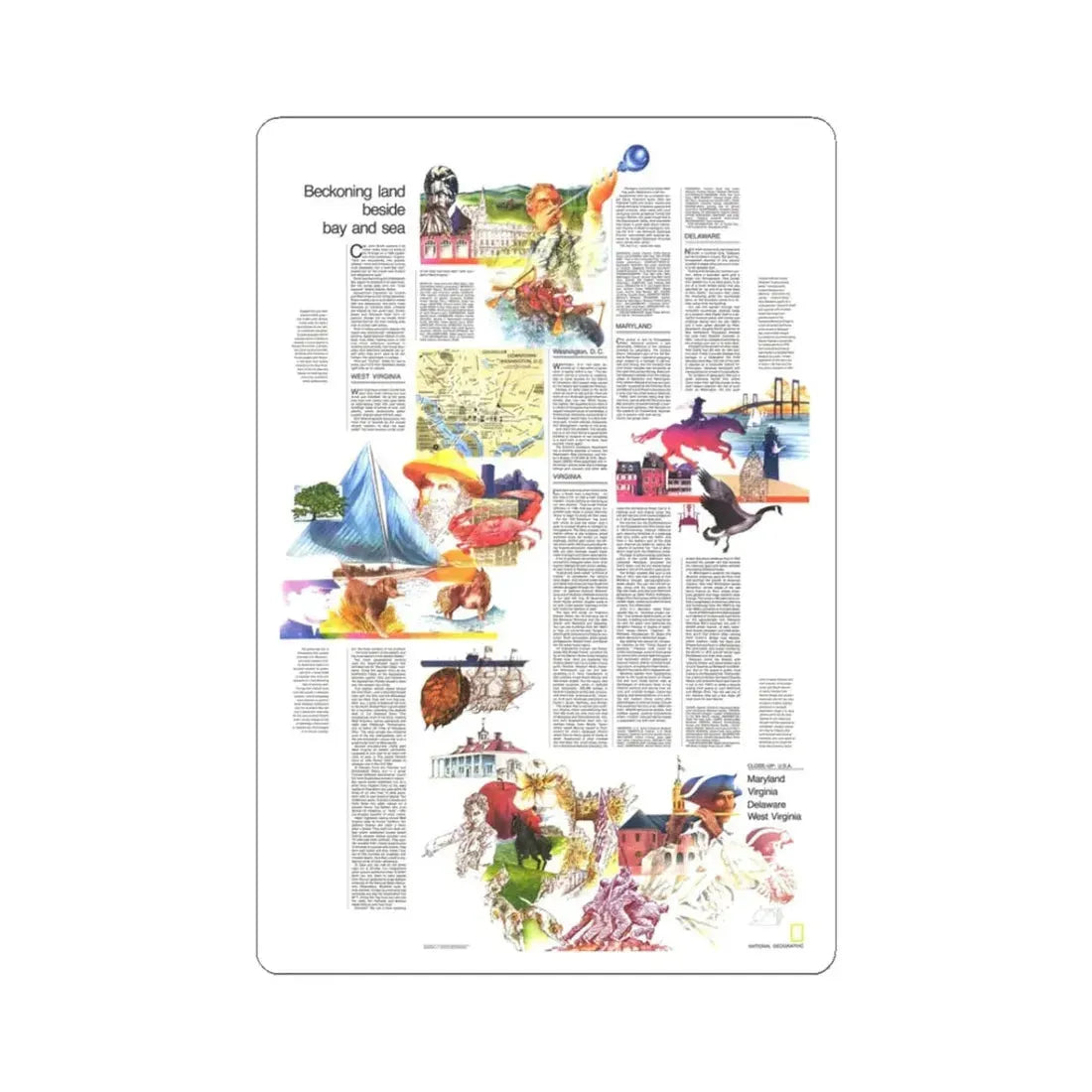 USA - Mid-Atlantic States 2 (1976) (Map) STICKER Vinyl Kiss-Cut Decal 3 Inch White - The Sticker Space