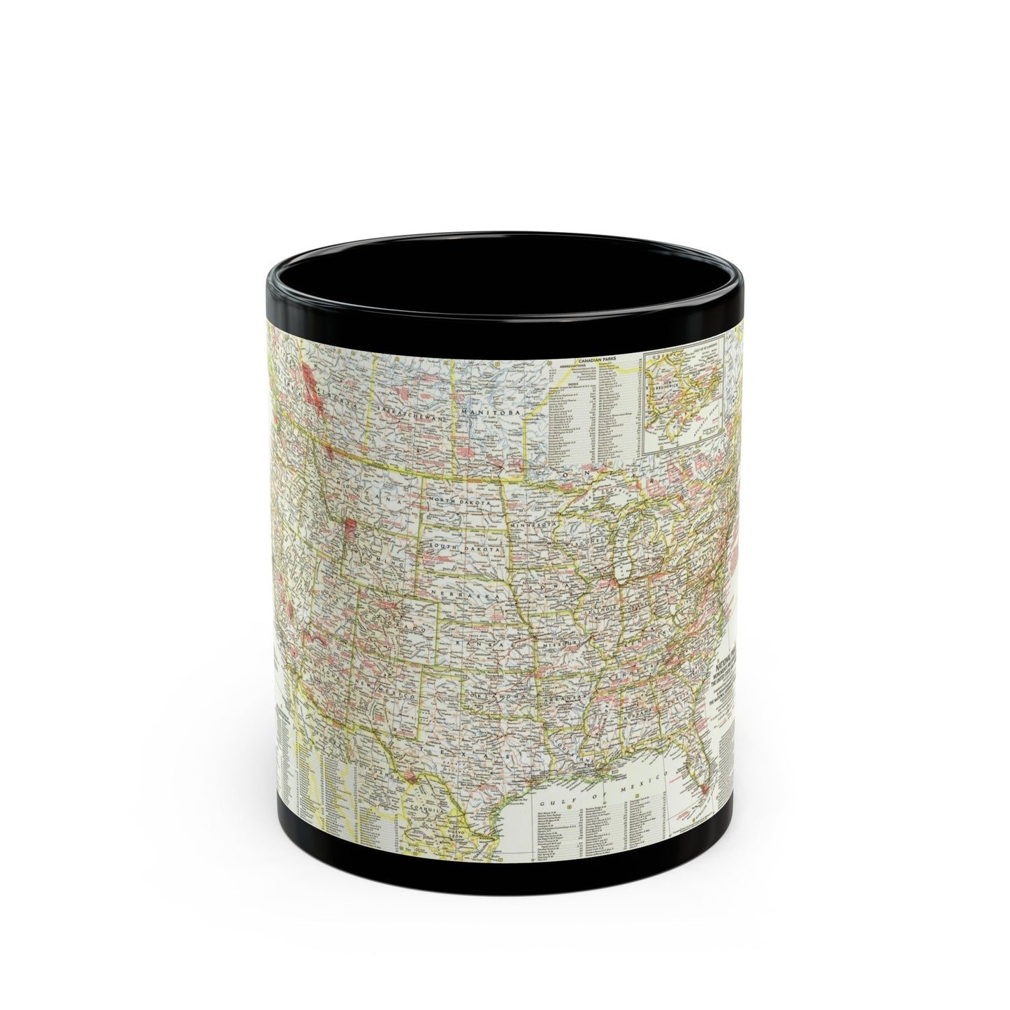 USA - National Parks and Historic Sites 1 (1958) (Map) Black Coffee Mug-11oz-The Sticker Space