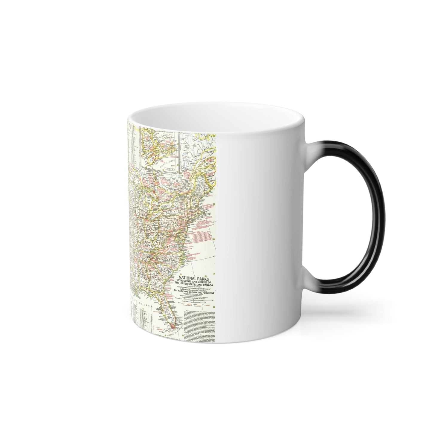 USA - National Parks and Historic Sites 1 (1958) (Map) Color Changing Mug 11oz-11oz-The Sticker Space