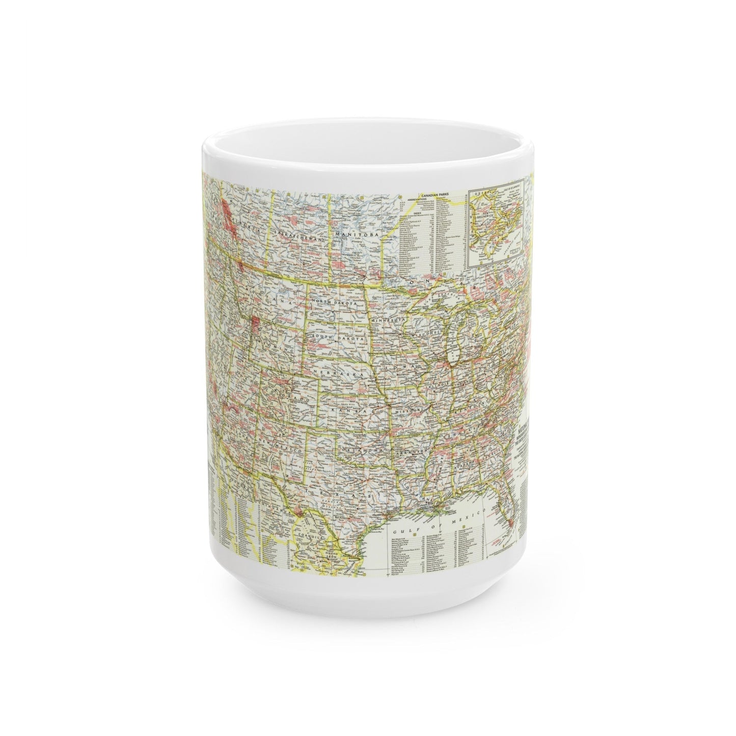 USA - National Parks and Historic Sites 1 (1958) (Map) White Coffee Mug-15oz-The Sticker Space