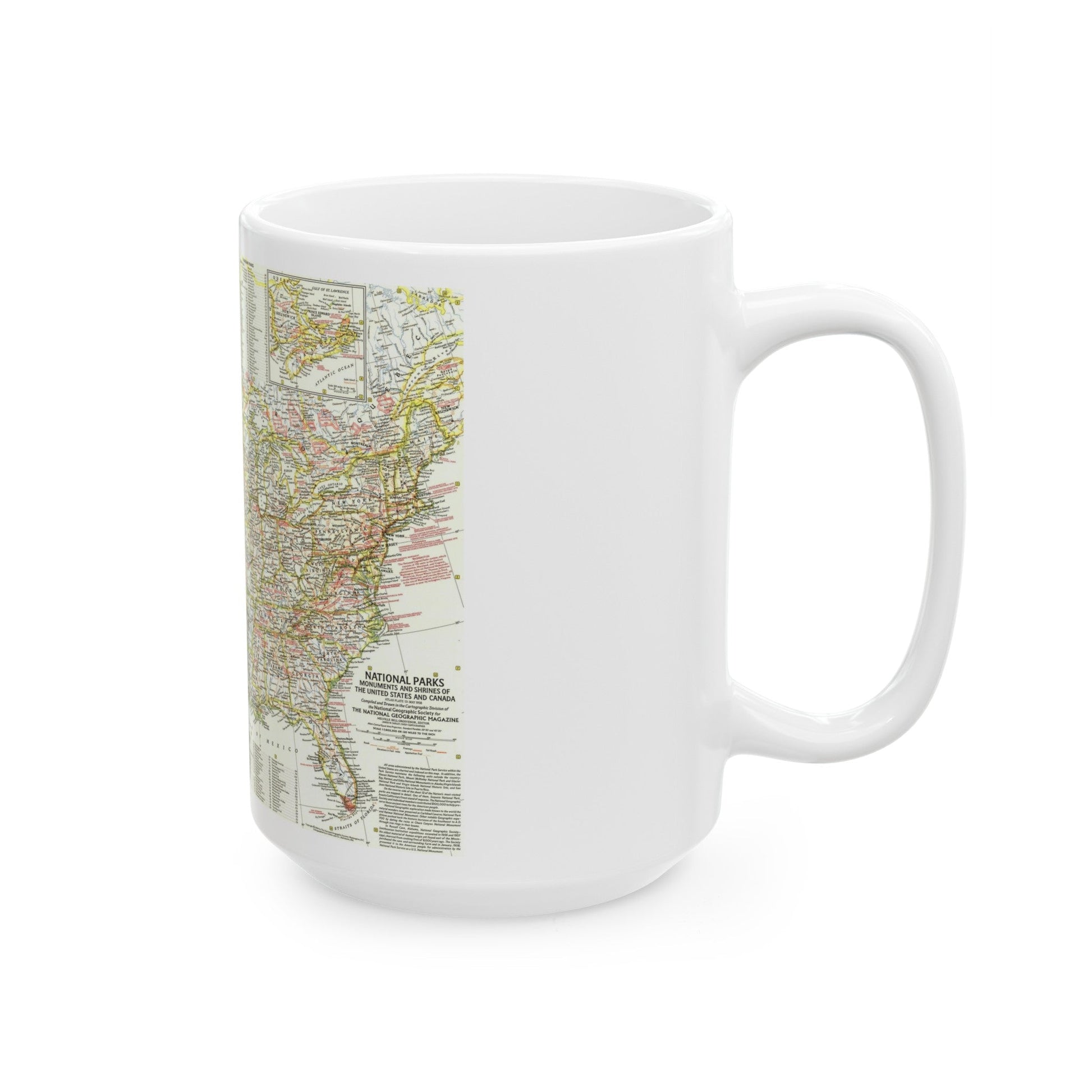 USA - National Parks and Historic Sites 1 (1958) (Map) White Coffee Mug-The Sticker Space