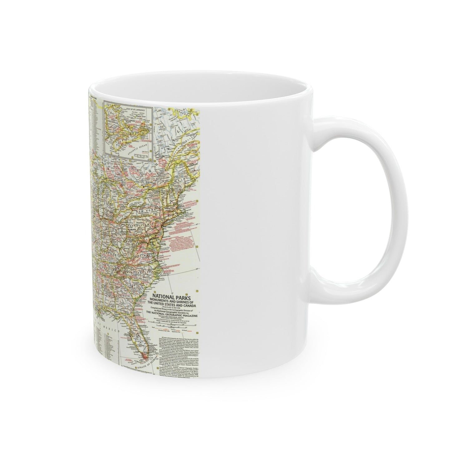 USA - National Parks and Historic Sites 1 (1958) (Map) White Coffee Mug-The Sticker Space