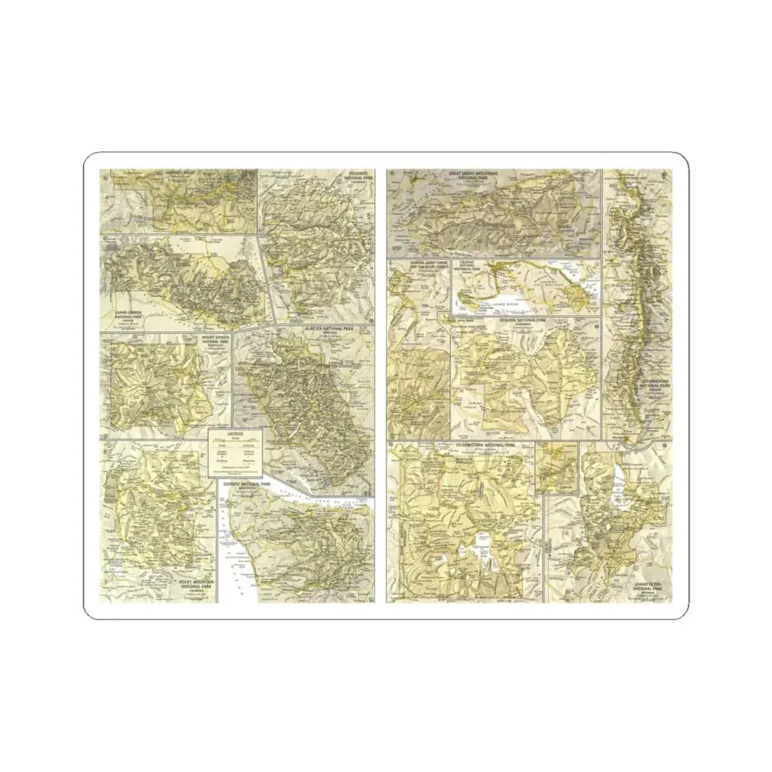 USA - National Parks and Historic Sites 2 (1958) (Map) STICKER Vinyl Kiss-Cut Decal 4 Inch White - The Sticker Space