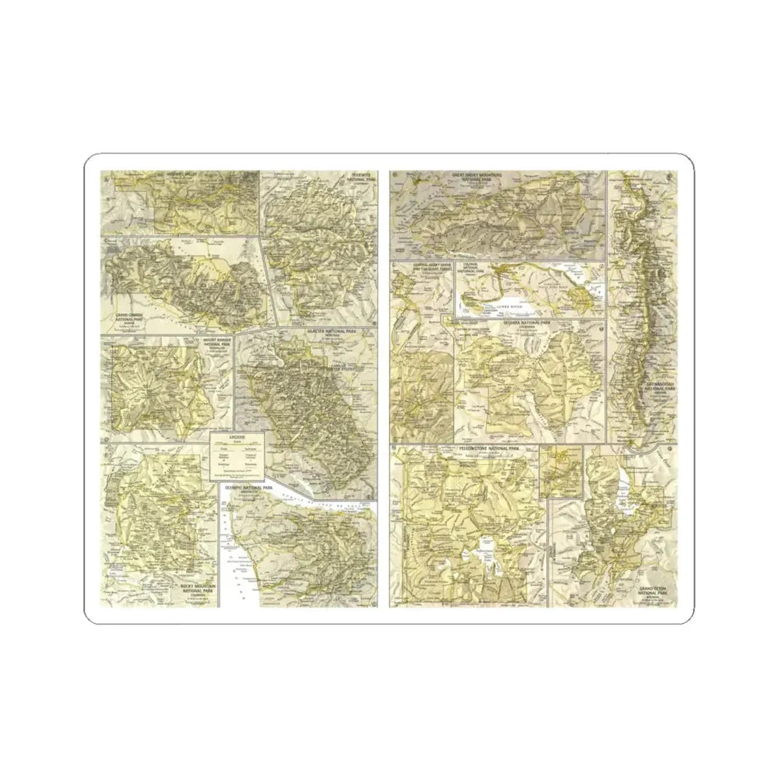 USA - National Parks and Historic Sites 2 (1958) (Map) STICKER Vinyl Kiss-Cut Decal 6 Inch White - The Sticker Space