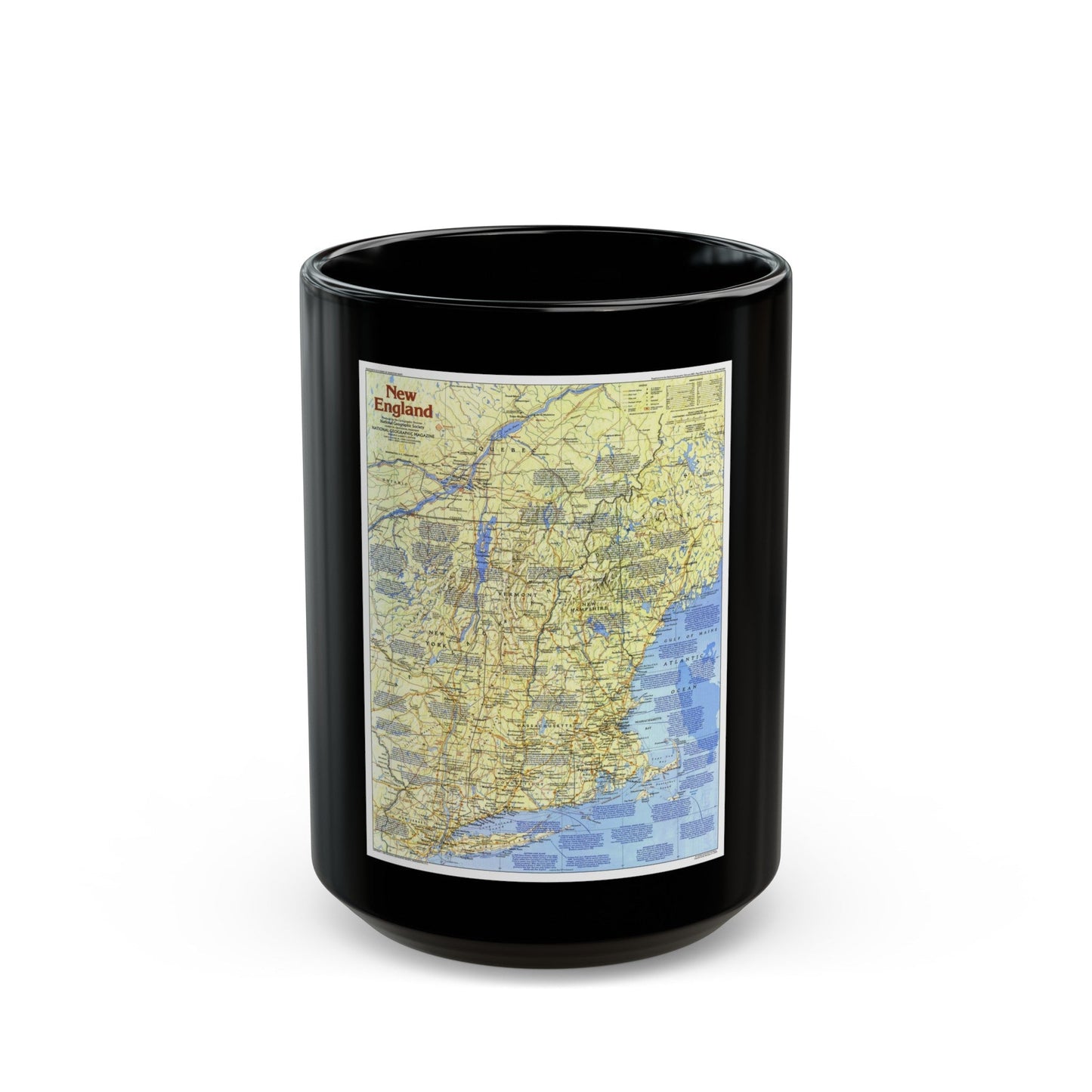 USA - New England 1 (1987) (Map) Black Coffee Mug-15oz-The Sticker Space