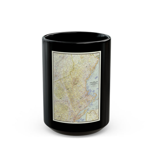 USA - New England (1955) (Map) Black Coffee Mug-15oz-The Sticker Space