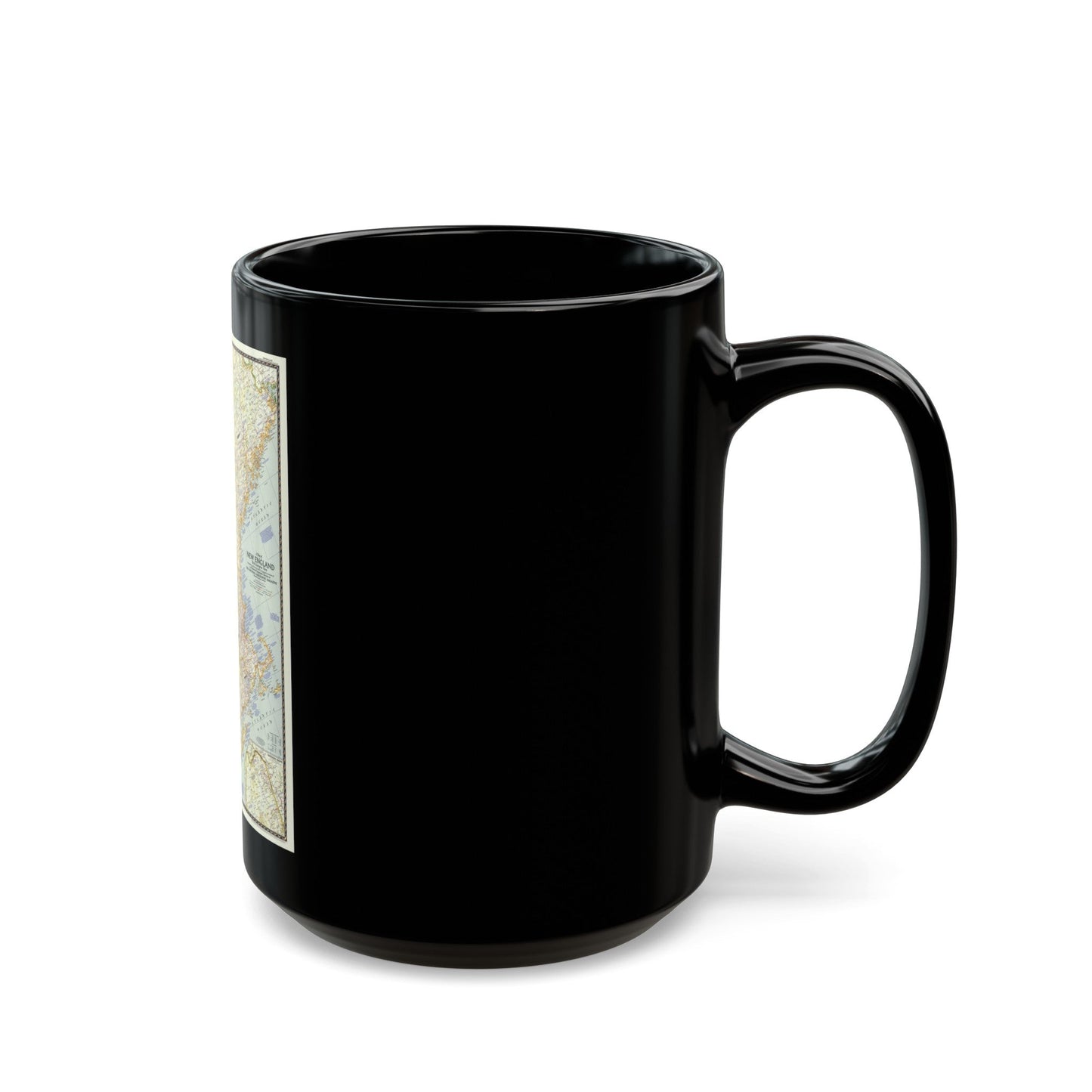 USA - New England (1955) (Map) Black Coffee Mug-The Sticker Space