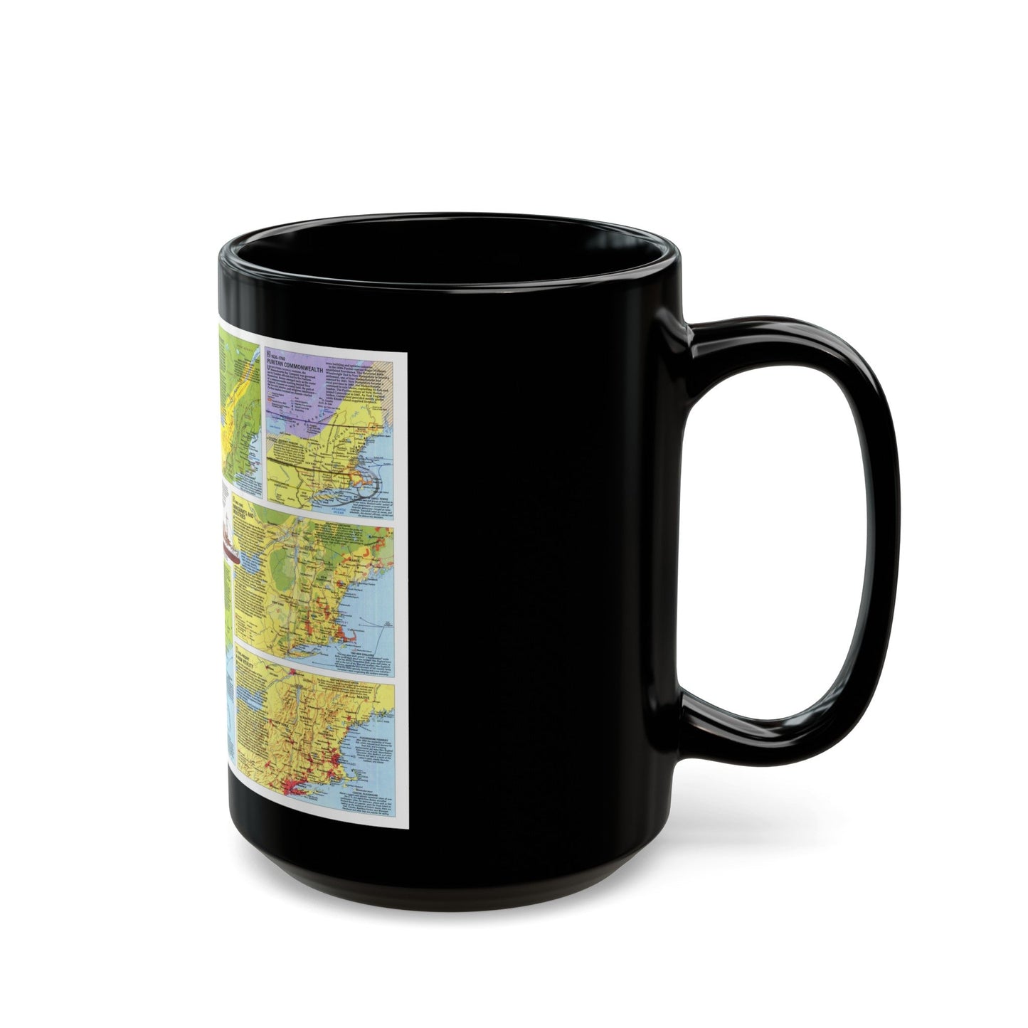 USA - New England 2 (1987) (Map) Black Coffee Mug-The Sticker Space