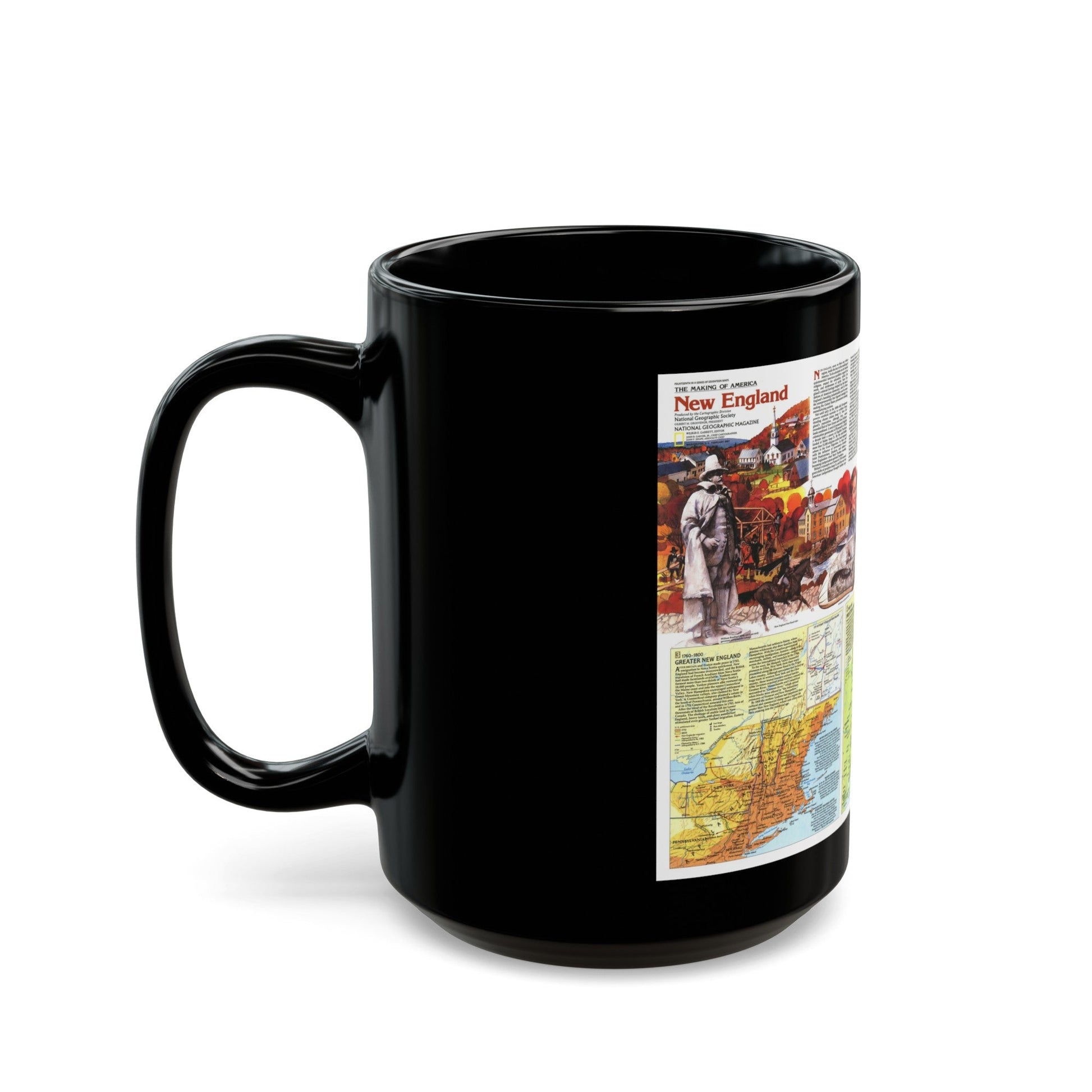 USA - New England 2 (1987) (Map) Black Coffee Mug-The Sticker Space