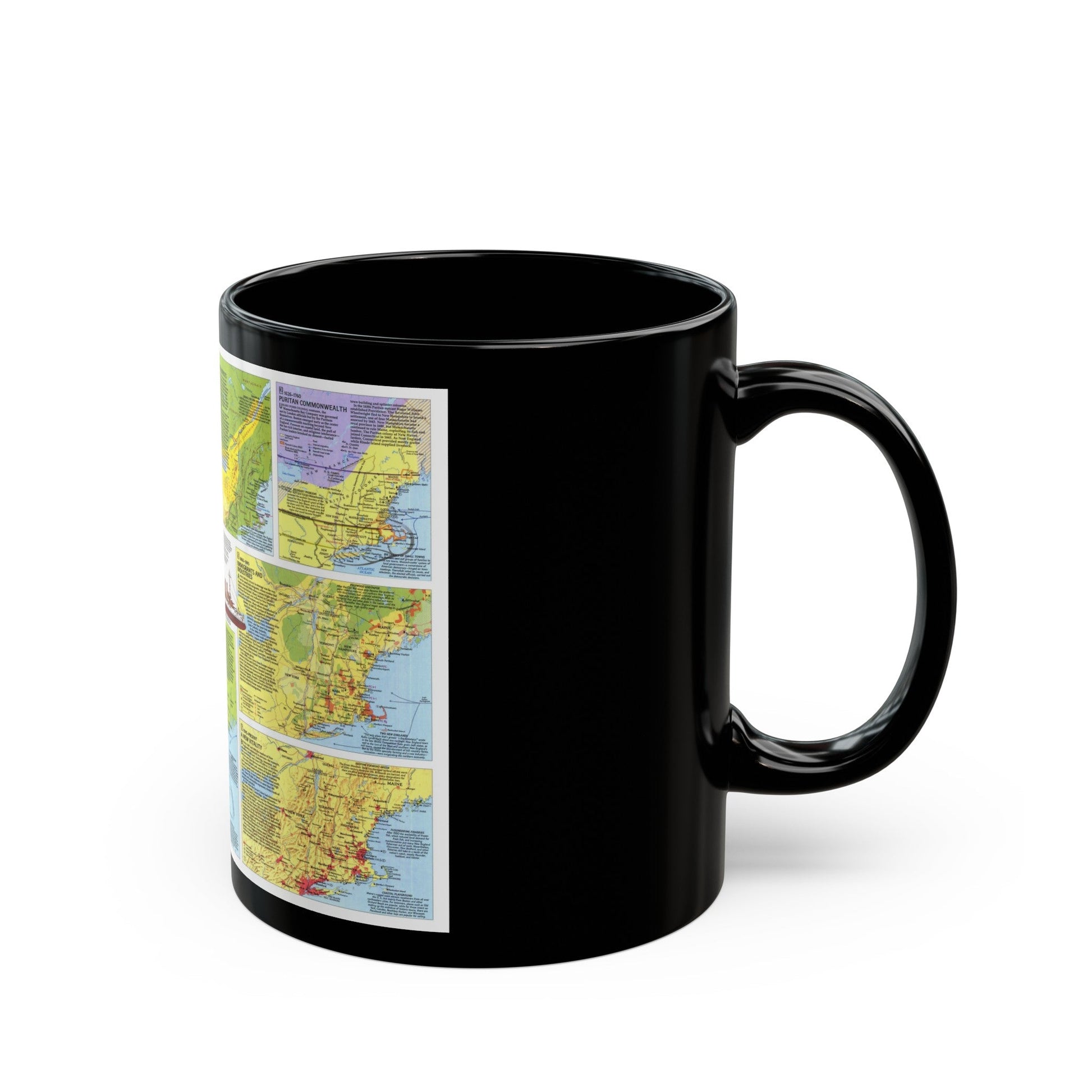 USA - New England 2 (1987) (Map) Black Coffee Mug-The Sticker Space