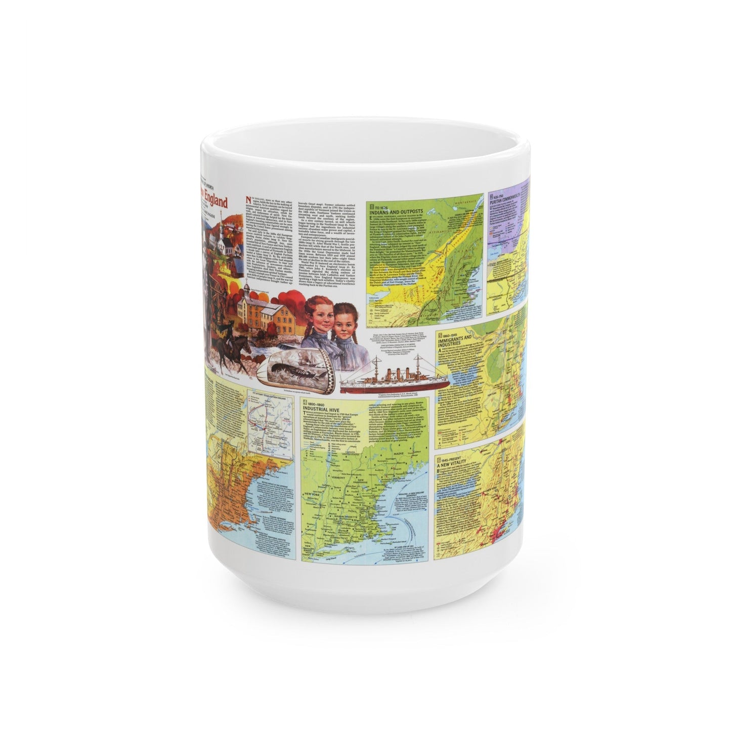 USA - New England 2 (1987) (Map) White Coffee Mug-15oz-The Sticker Space