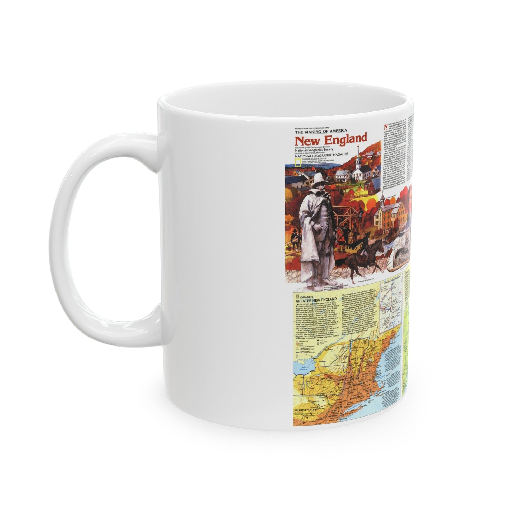 USA - New England 2 (1987) (Map) White Coffee Mug-The Sticker Space