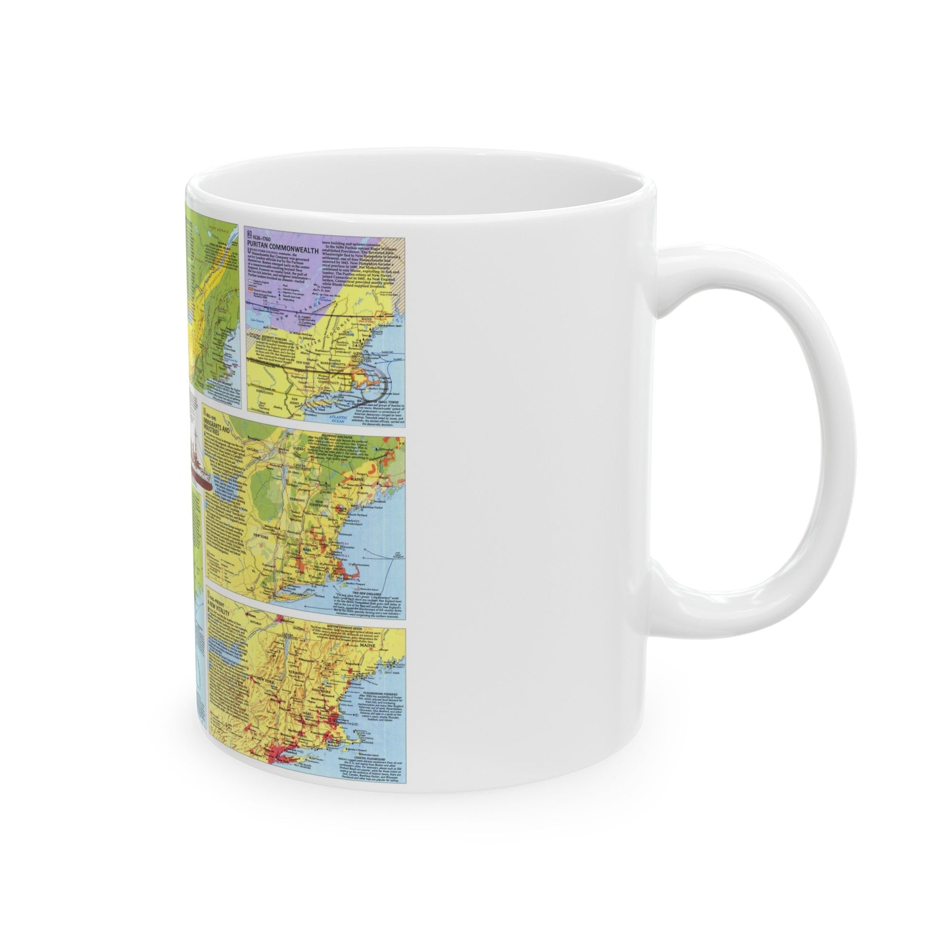 USA - New England 2 (1987) (Map) White Coffee Mug-The Sticker Space