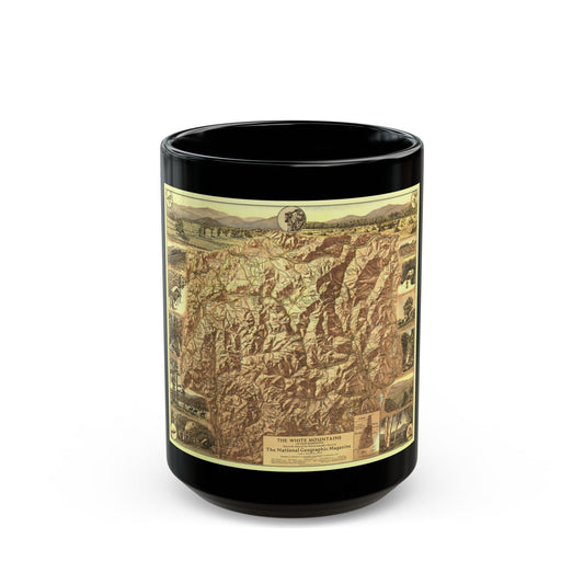 USA - New Hampshire's White Mountains (1937) (Map) Black Coffee Mug-15oz-The Sticker Space