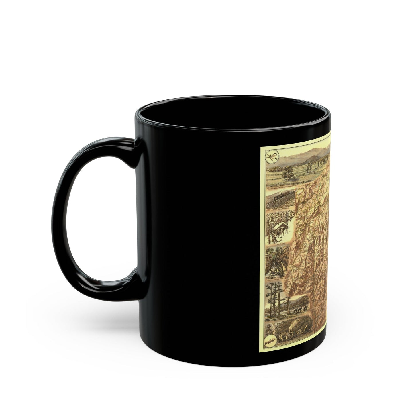 USA - New Hampshire's White Mountains (1937) (Map) Black Coffee Mug-The Sticker Space