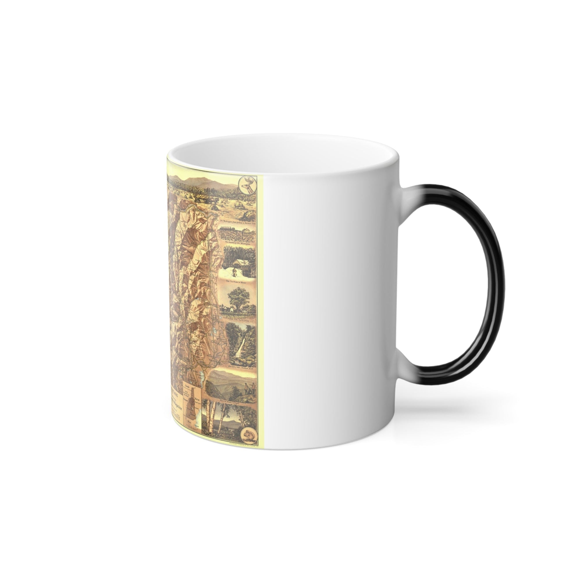 USA - New Hampshire's White Mountains (1937) (Map) Color Changing Mug 11oz-11oz-The Sticker Space