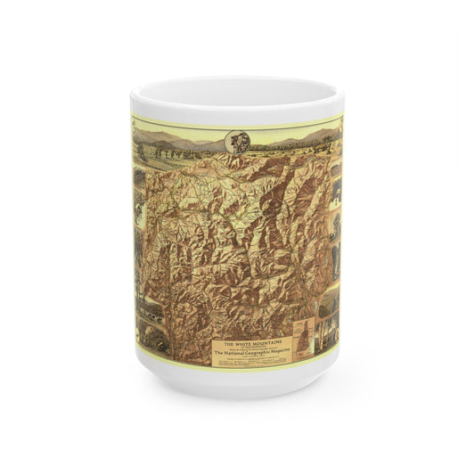 USA - New Hampshire's White Mountains (1937) (Map) White Coffee Mug-15oz-The Sticker Space