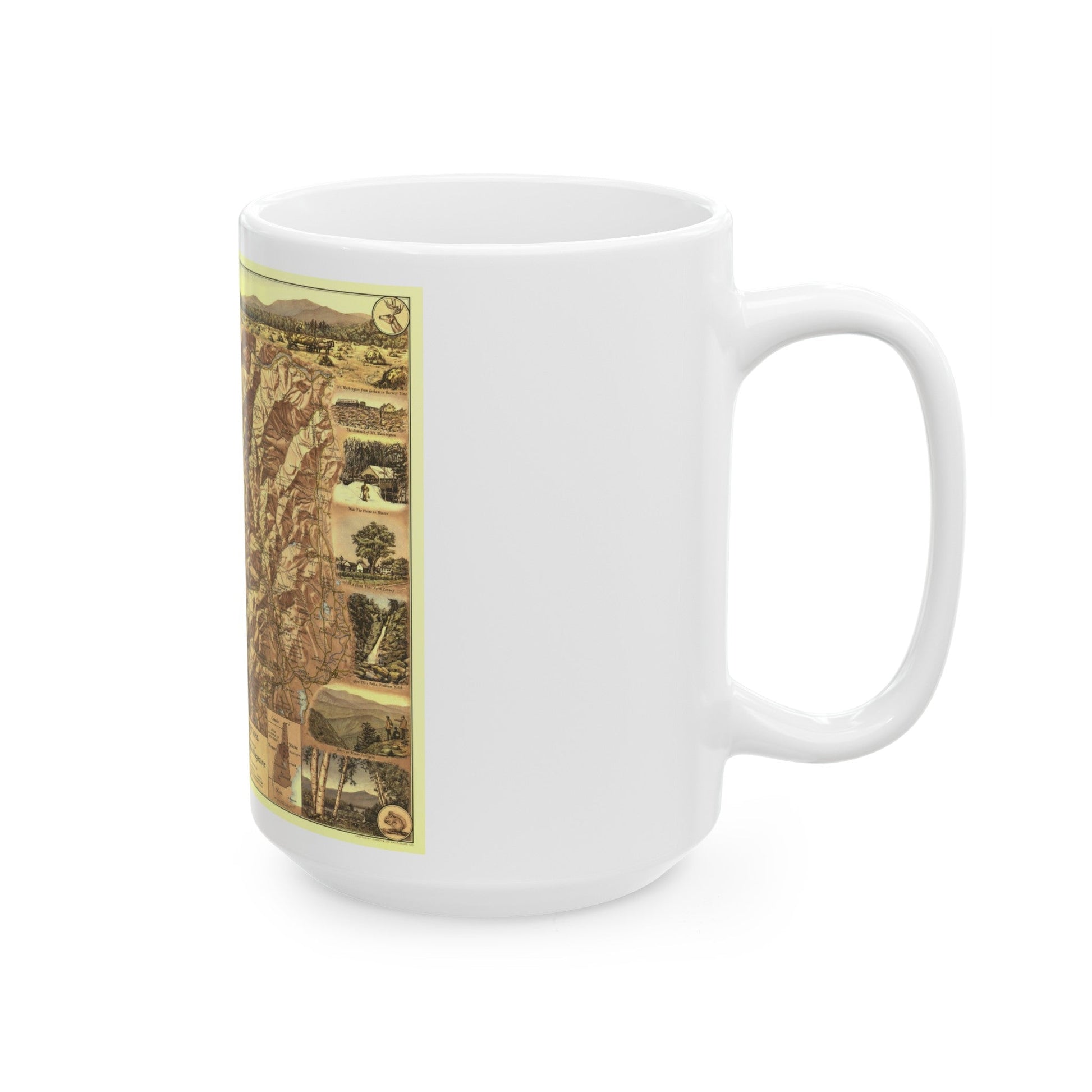 USA - New Hampshire's White Mountains (1937) (Map) White Coffee Mug-The Sticker Space