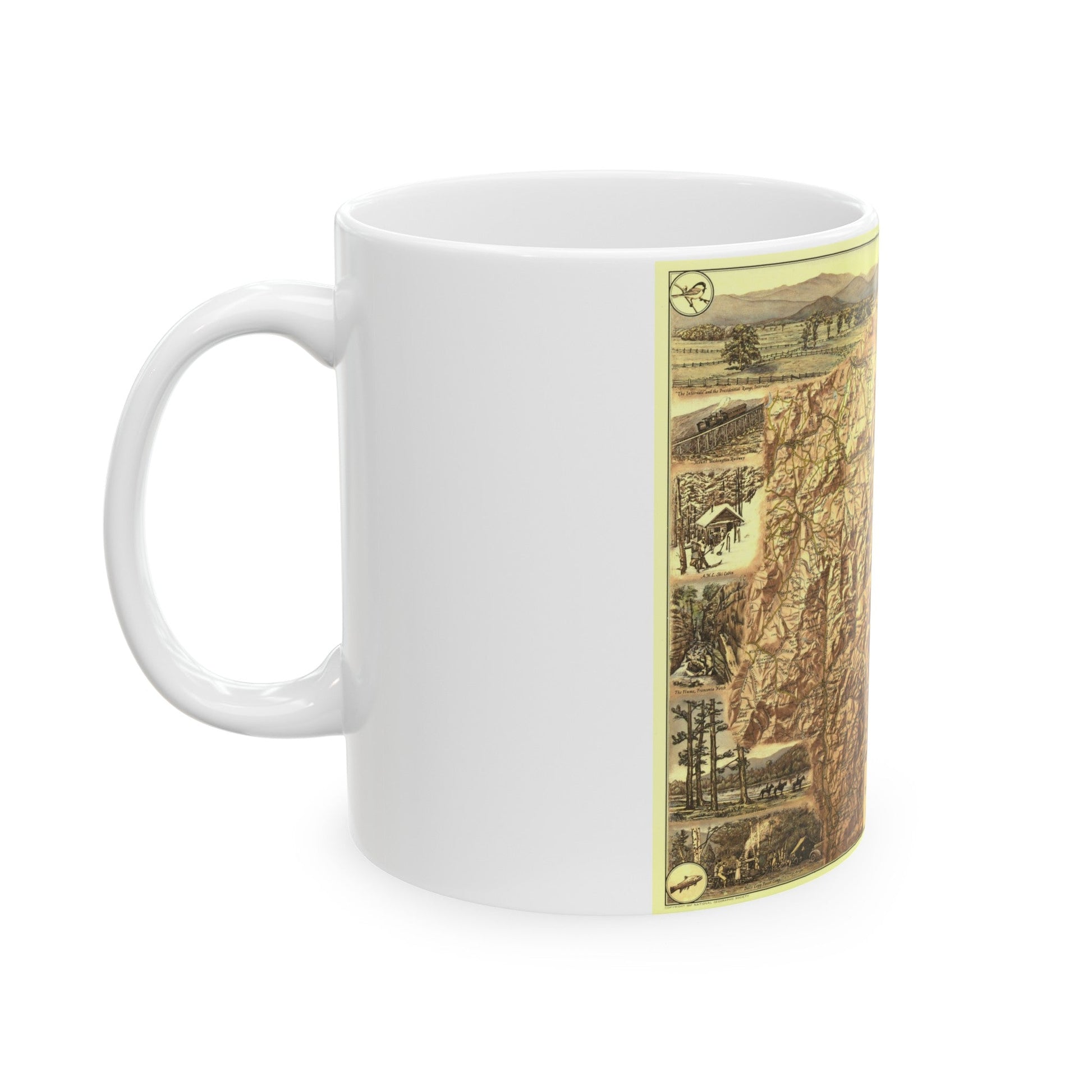 USA - New Hampshire's White Mountains (1937) (Map) White Coffee Mug-The Sticker Space