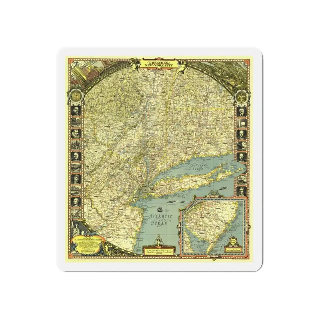 USA - New York City (1939) (Map) Refrigerator Magnet 5 Inch - The Sticker Space