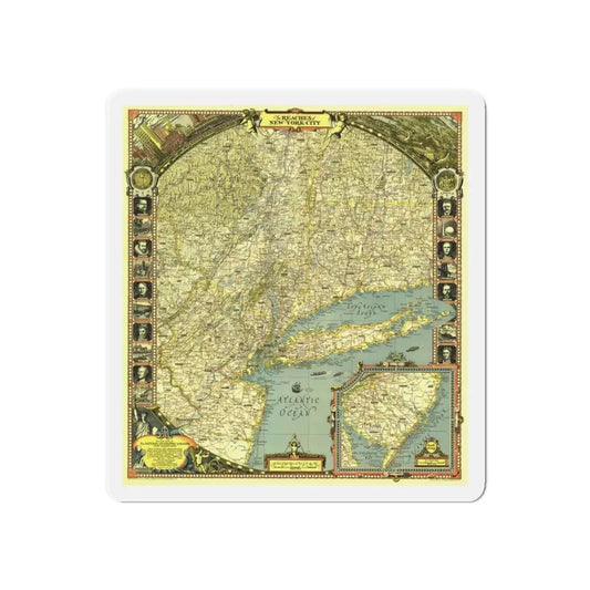 USA - New York City (1939) (Map) Refrigerator Magnet 6 Inch - The Sticker Space