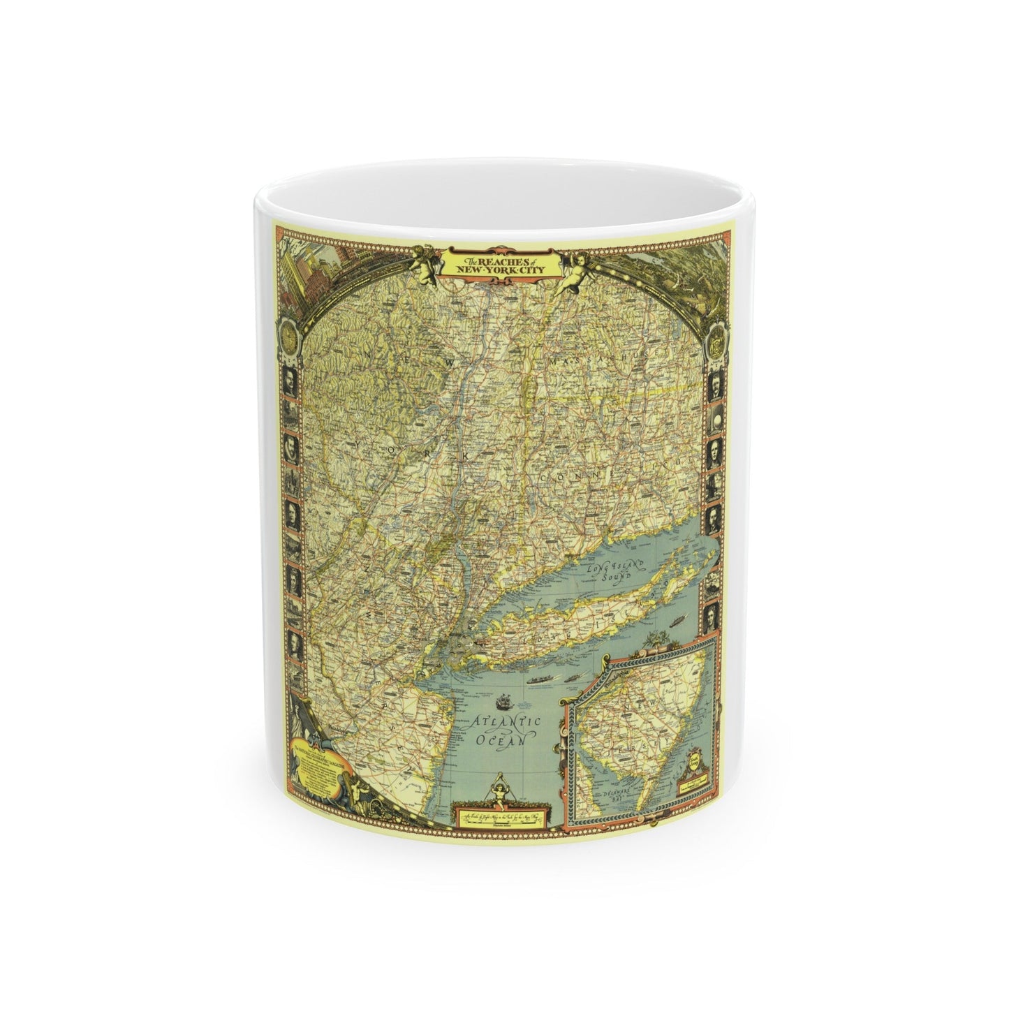 USA - New York City (1939) (Map) White Coffee Mug-11oz-The Sticker Space