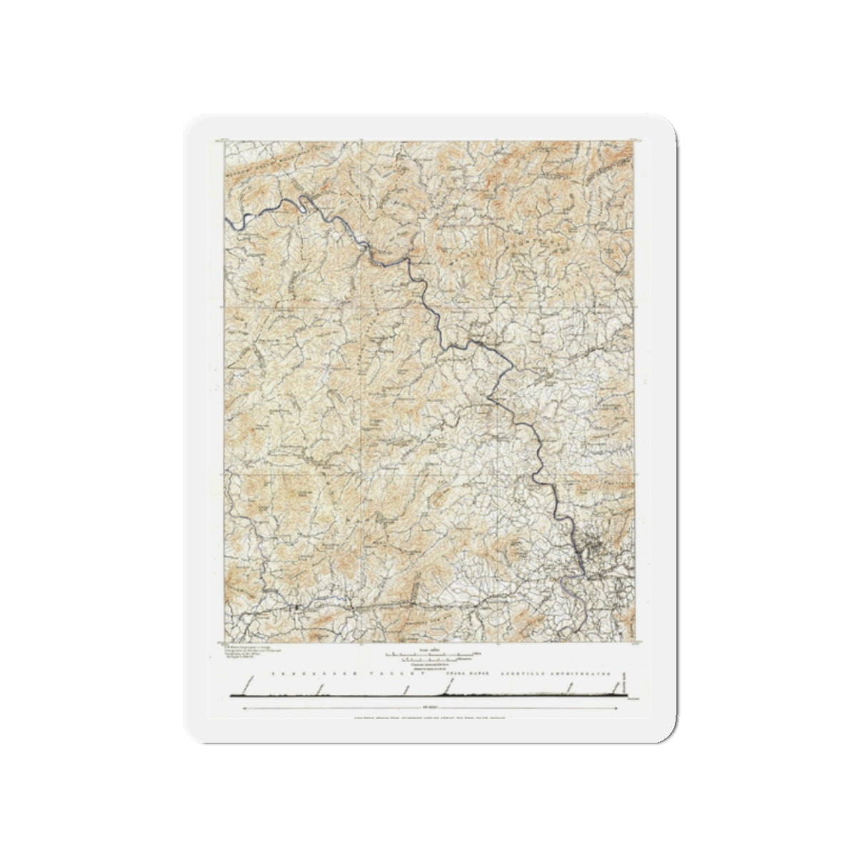 USA - North Carolina, Tennessee (1889) (Map) Refrigerator Magnet-2" x 2"-The Sticker Space