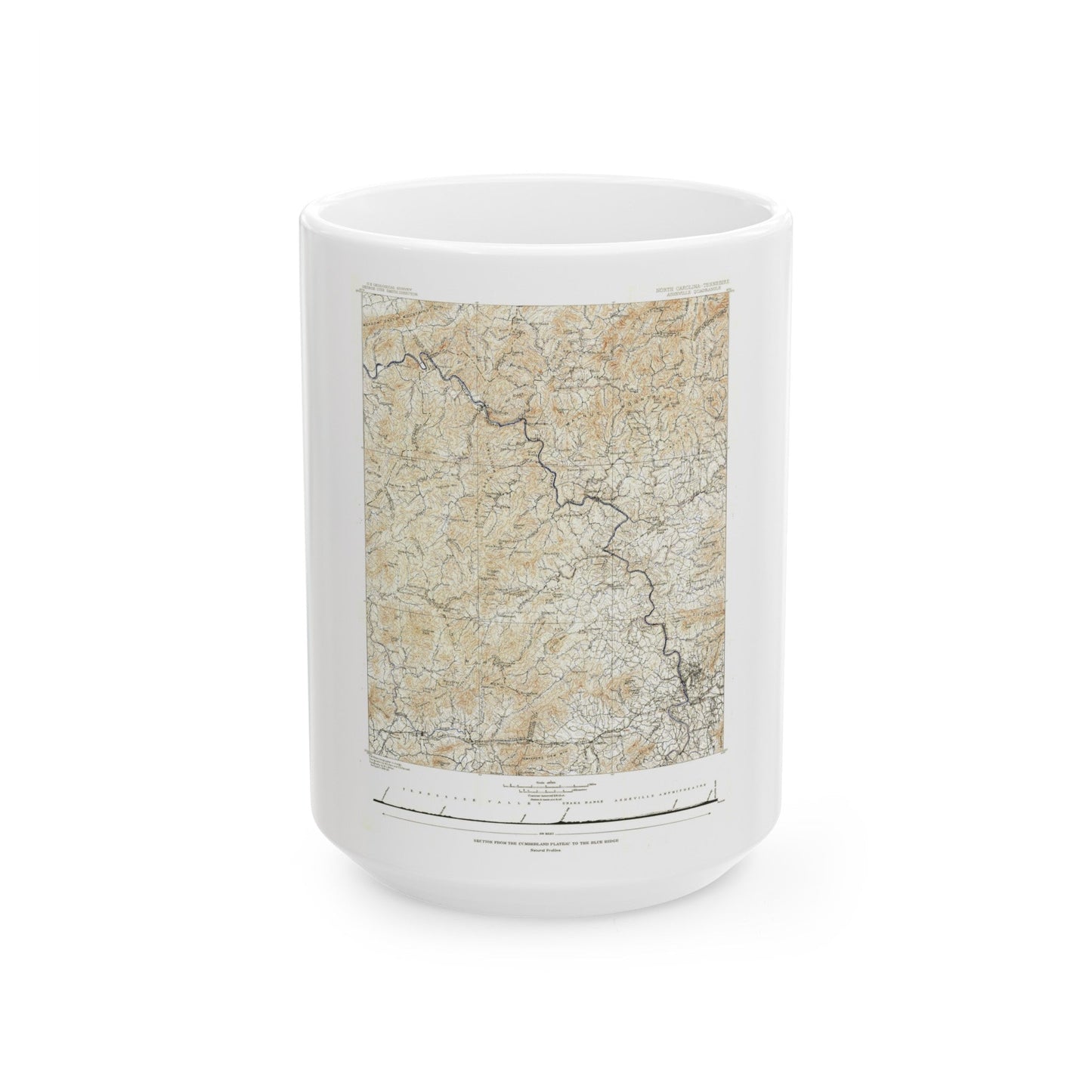 USA - North Carolina, Tennessee (1889) (Map) White Coffee Mug-15oz-The Sticker Space