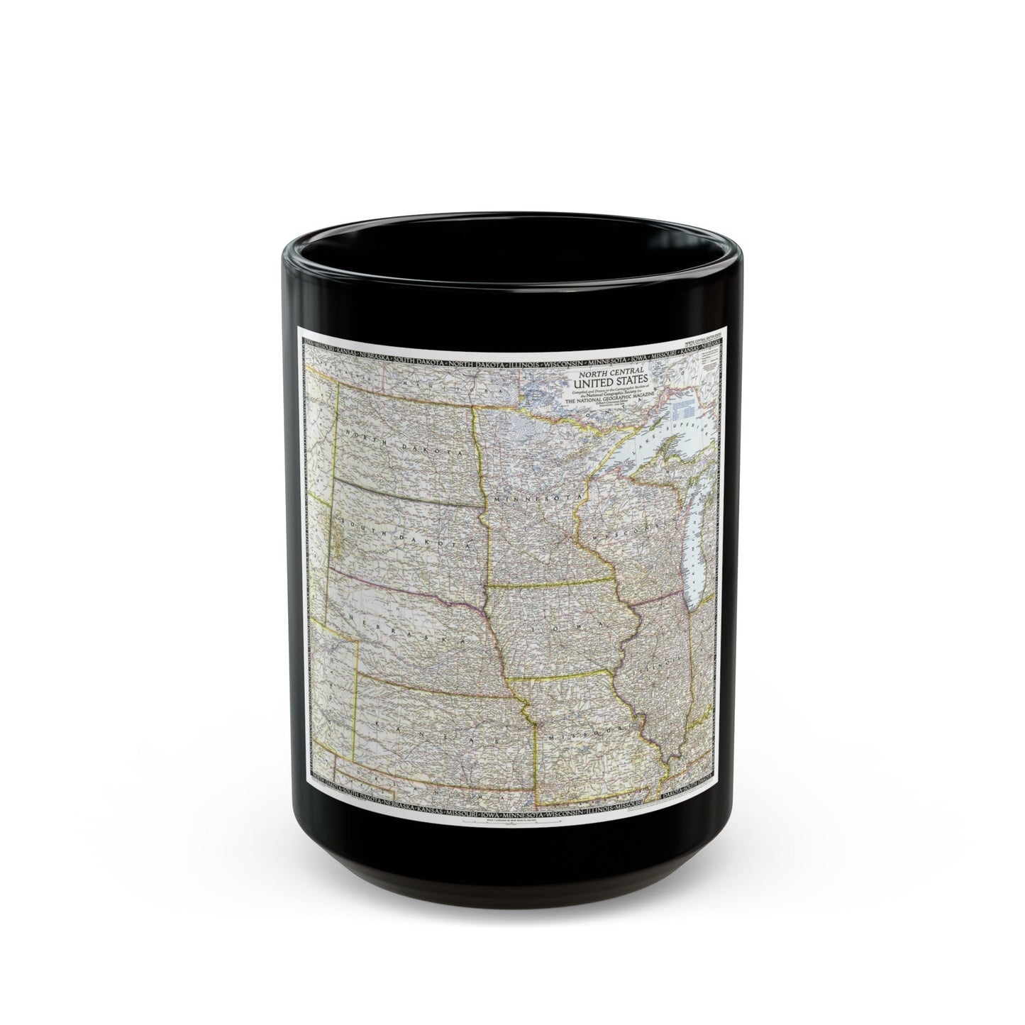 USA - North Central (1948) (Map) Black Coffee Mug-15oz-The Sticker Space